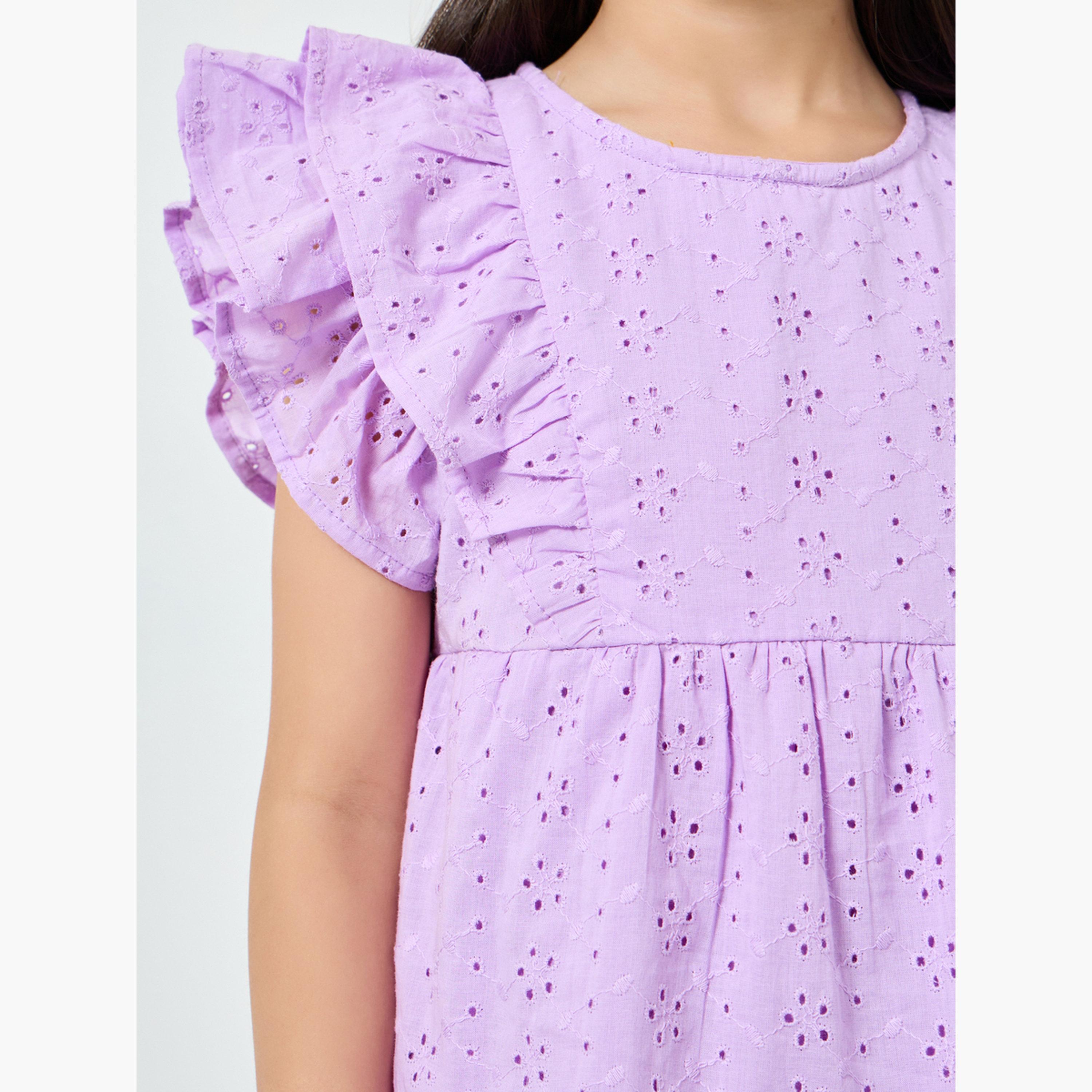 فستان بتطريز شيفلي وتفاصيل كشكش-girls-clothing-dressesandjumpsuits-image-4