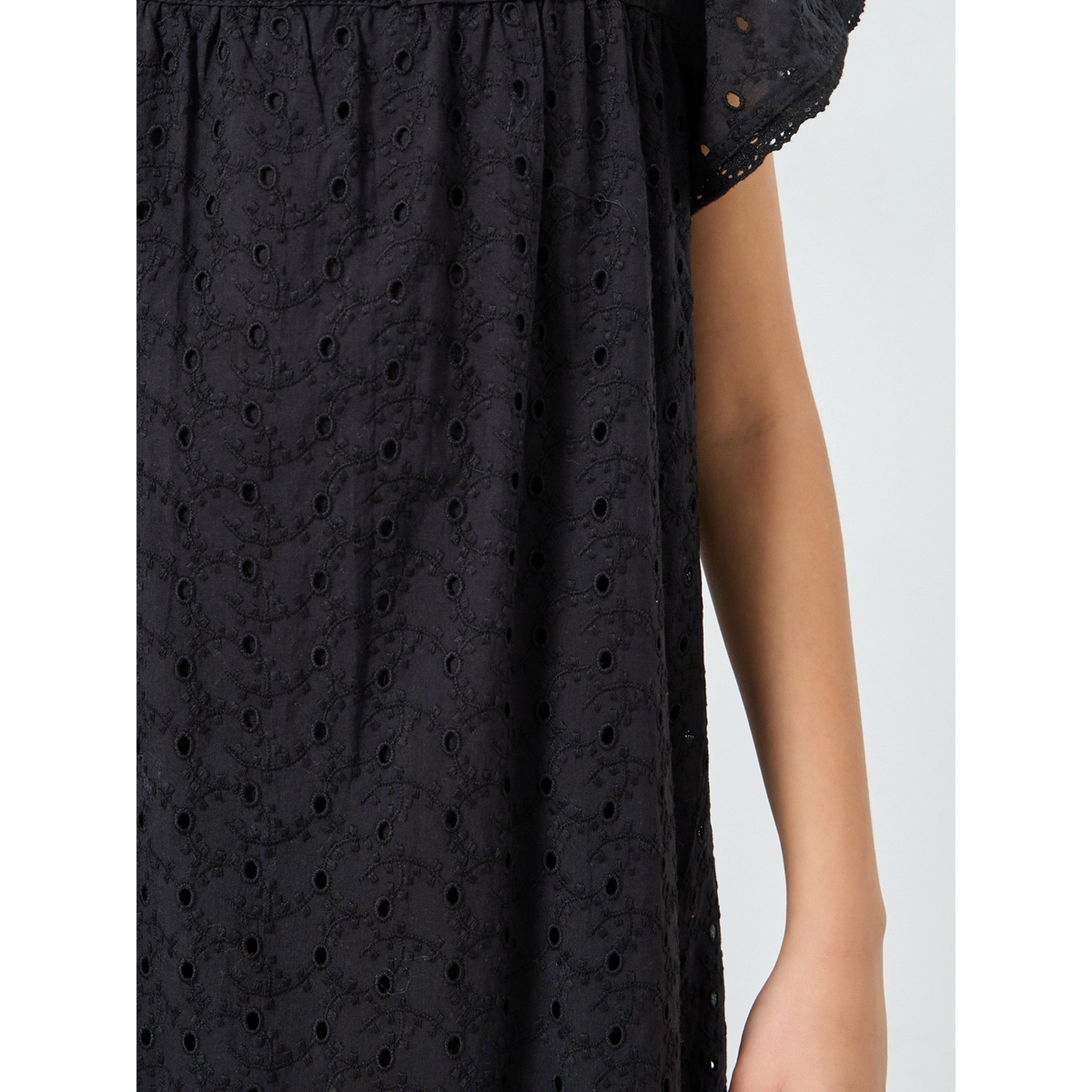 فستان شيفلي بياقة مربعة وأكمام كشكش-girls-clothing-dressesandjumpsuits-image-3