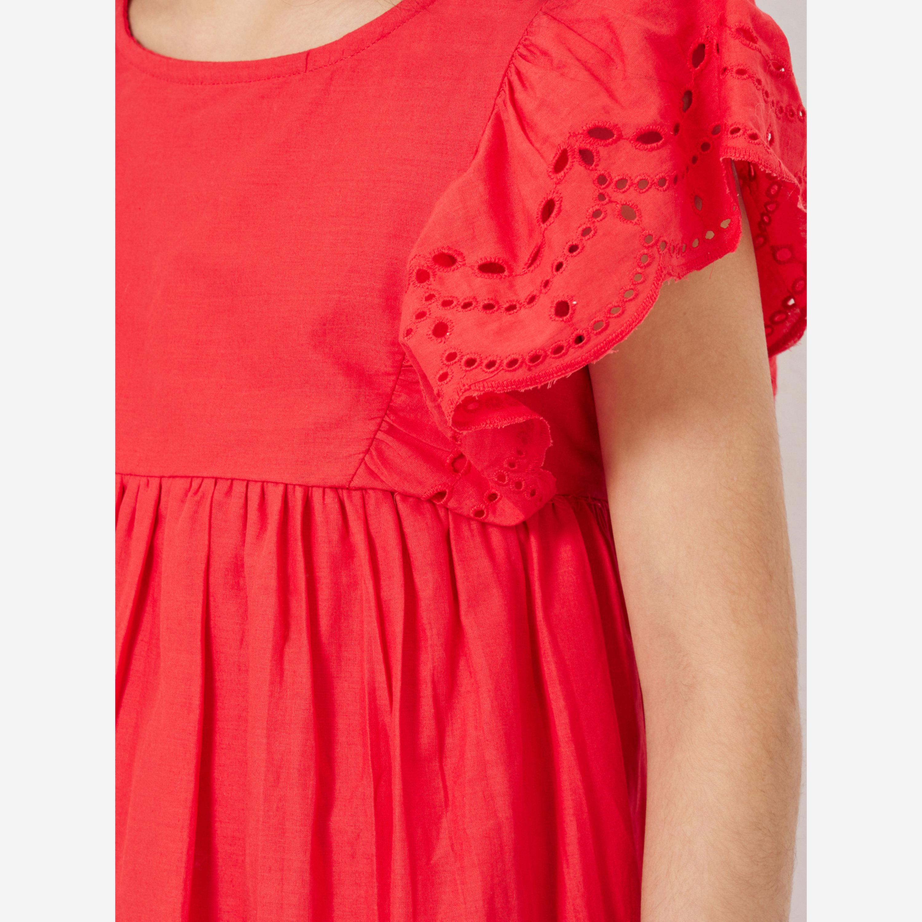 Styli Girls Red Schiffli A-Line Mini Dress-girls-clothing-dressesandjumpsuits-image-4