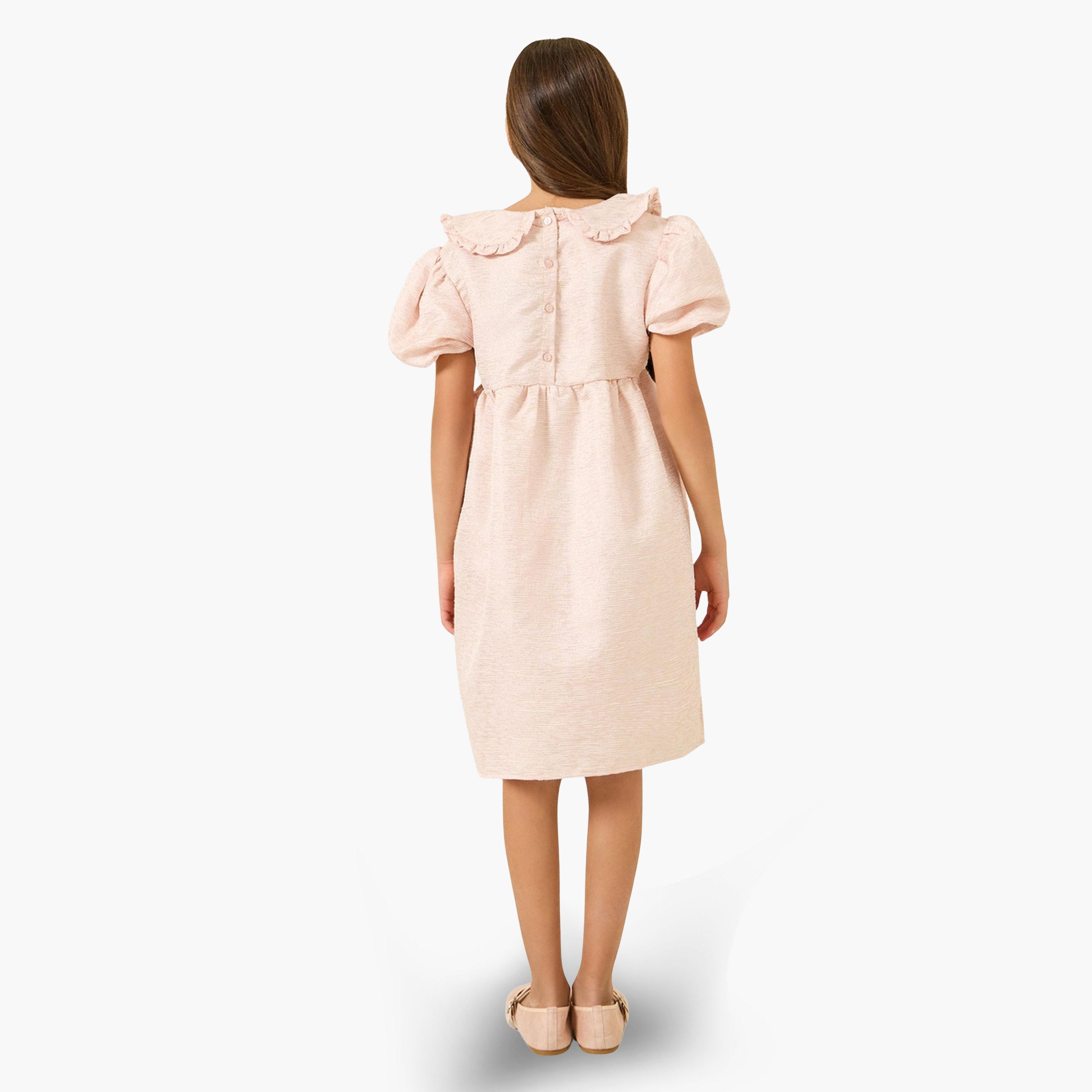 فستان جاكار بياقة بيتر بان-girls-clothing-dressesandjumpsuits-image-4