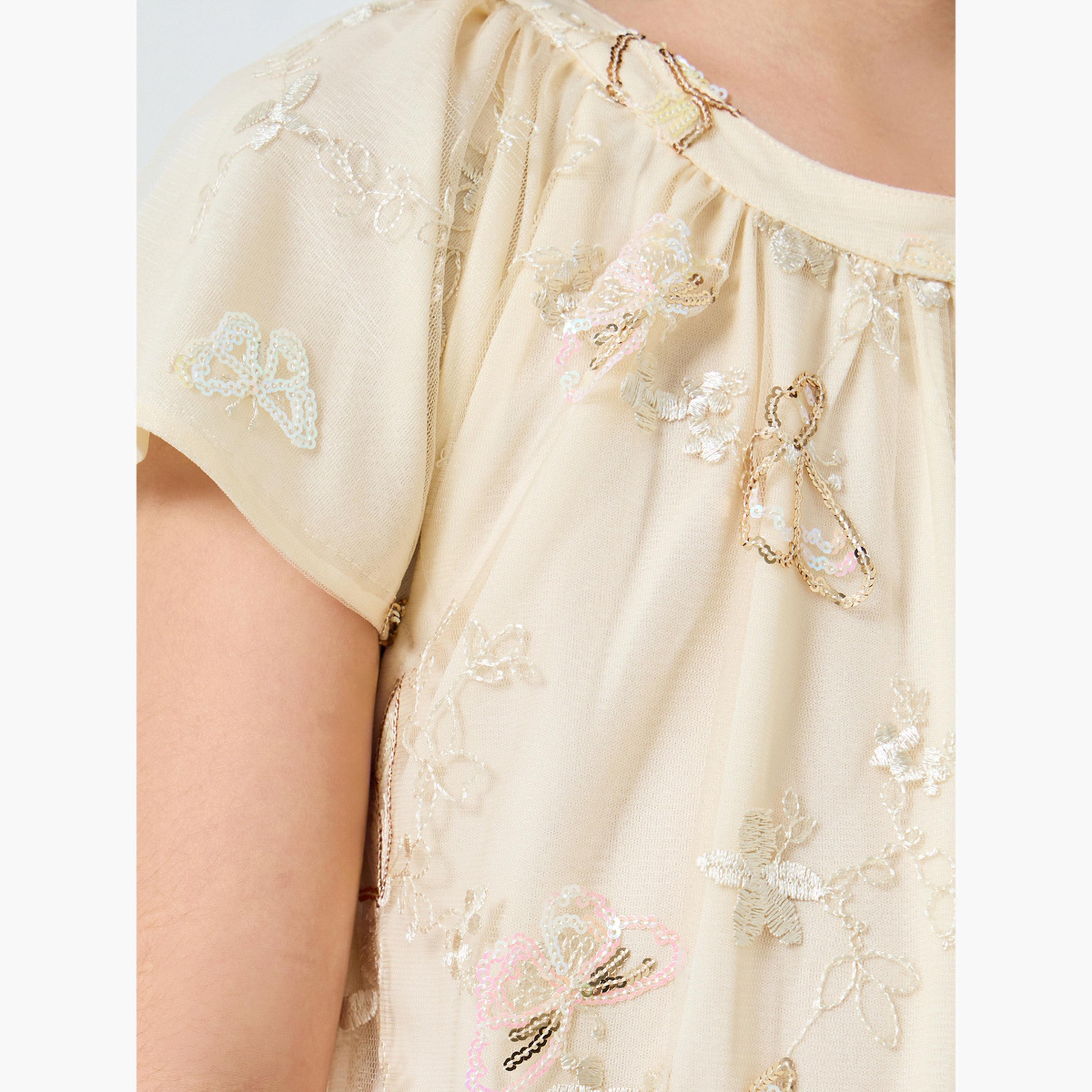 فستان مزين بترتر وفراشات للبنات-girls-clothing-dressesandjumpsuits-image-4