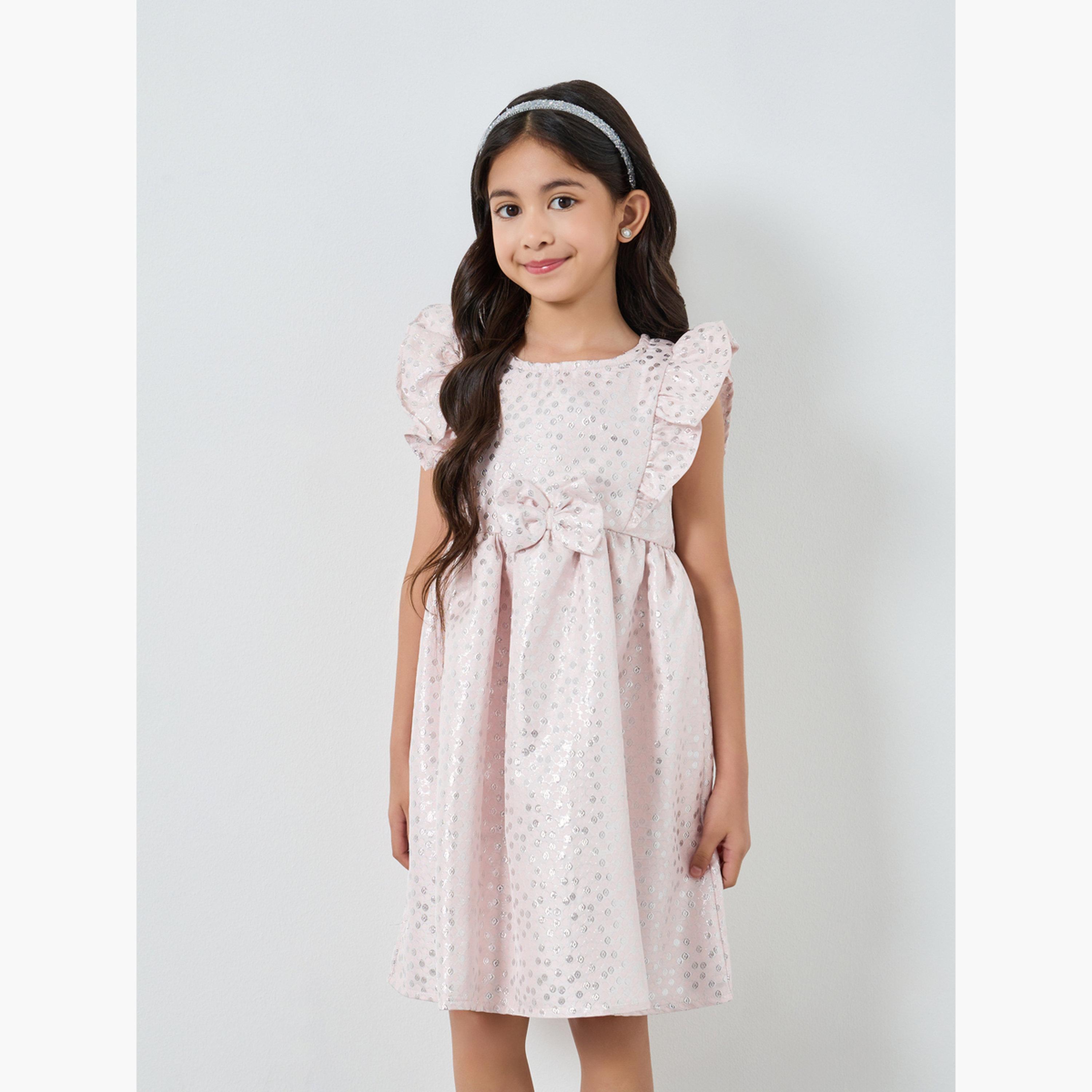 فستان جاكار بلا أكمام وبقصة واسعة-girls-clothing-dressesandjumpsuits-image-1