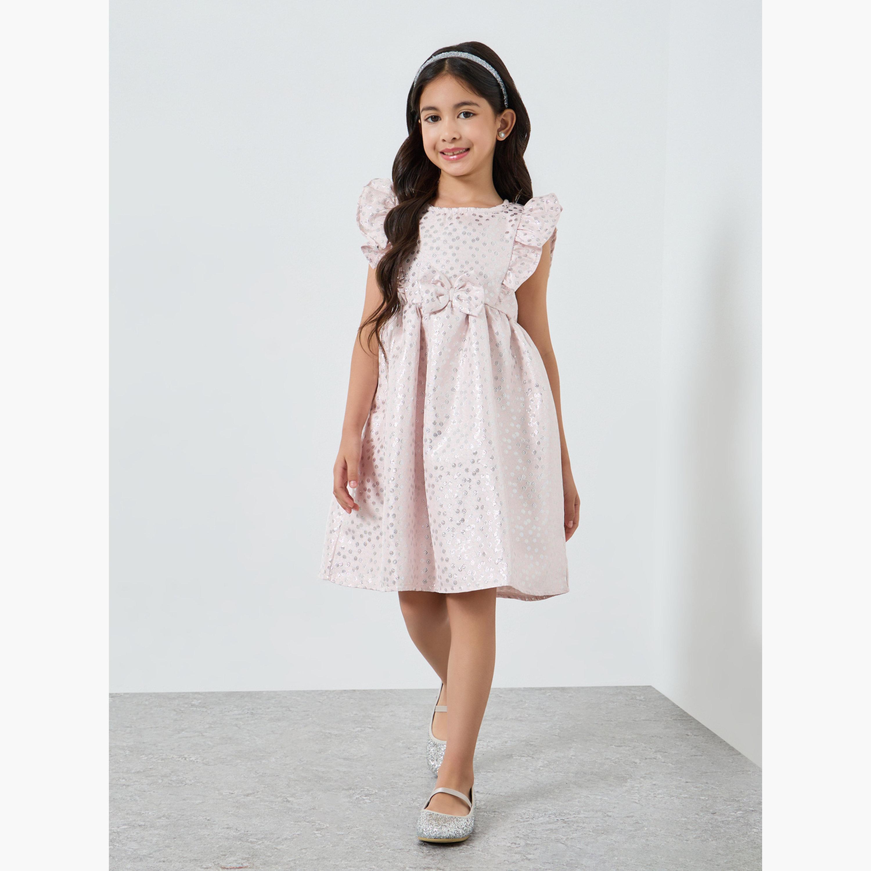 فستان جاكار بلا أكمام وبقصة واسعة-girls-clothing-dressesandjumpsuits-image-2