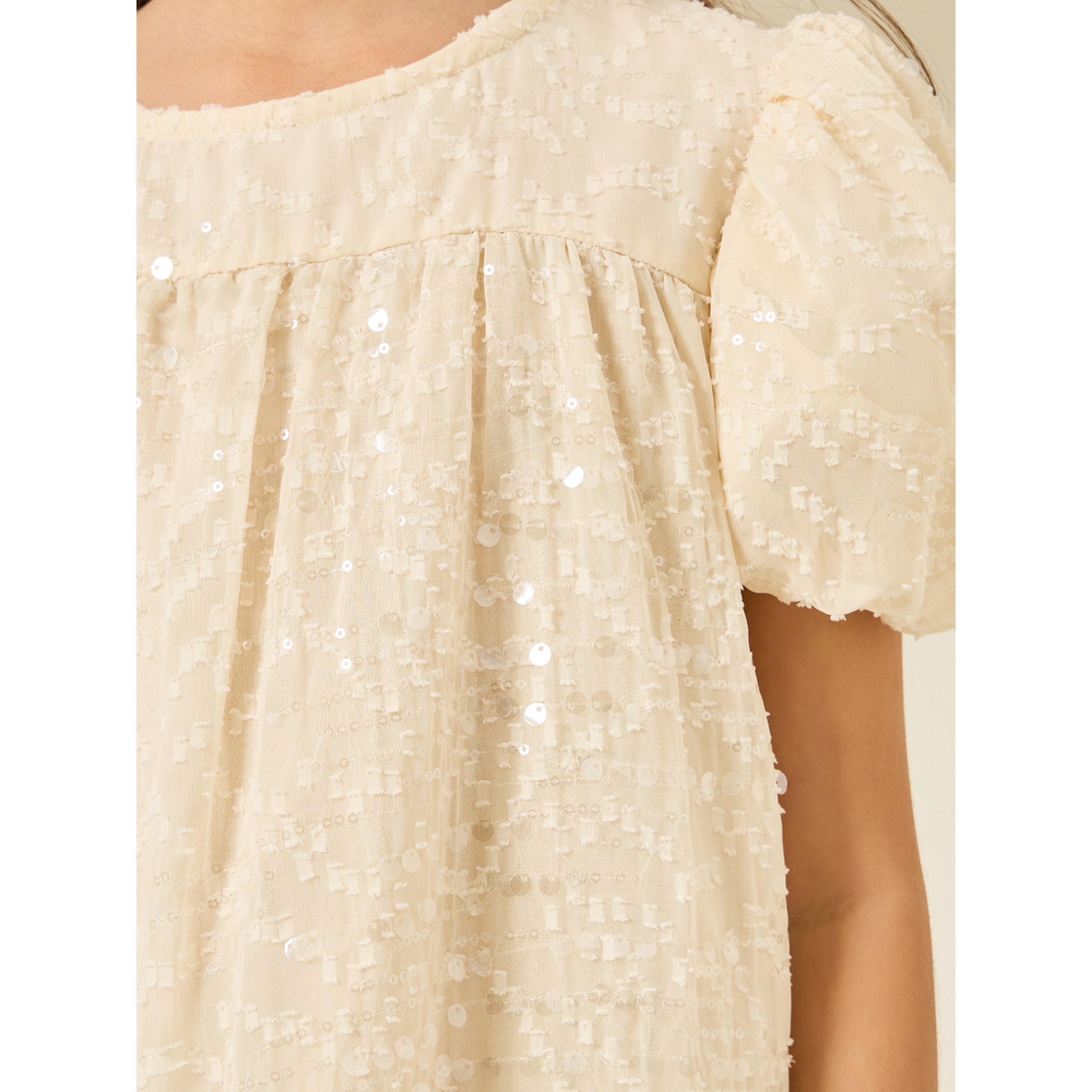 Styli Teen Girls Sequined Dress with Puff Sleeve-girls-clothing-dressesandjumpsuits-image-3