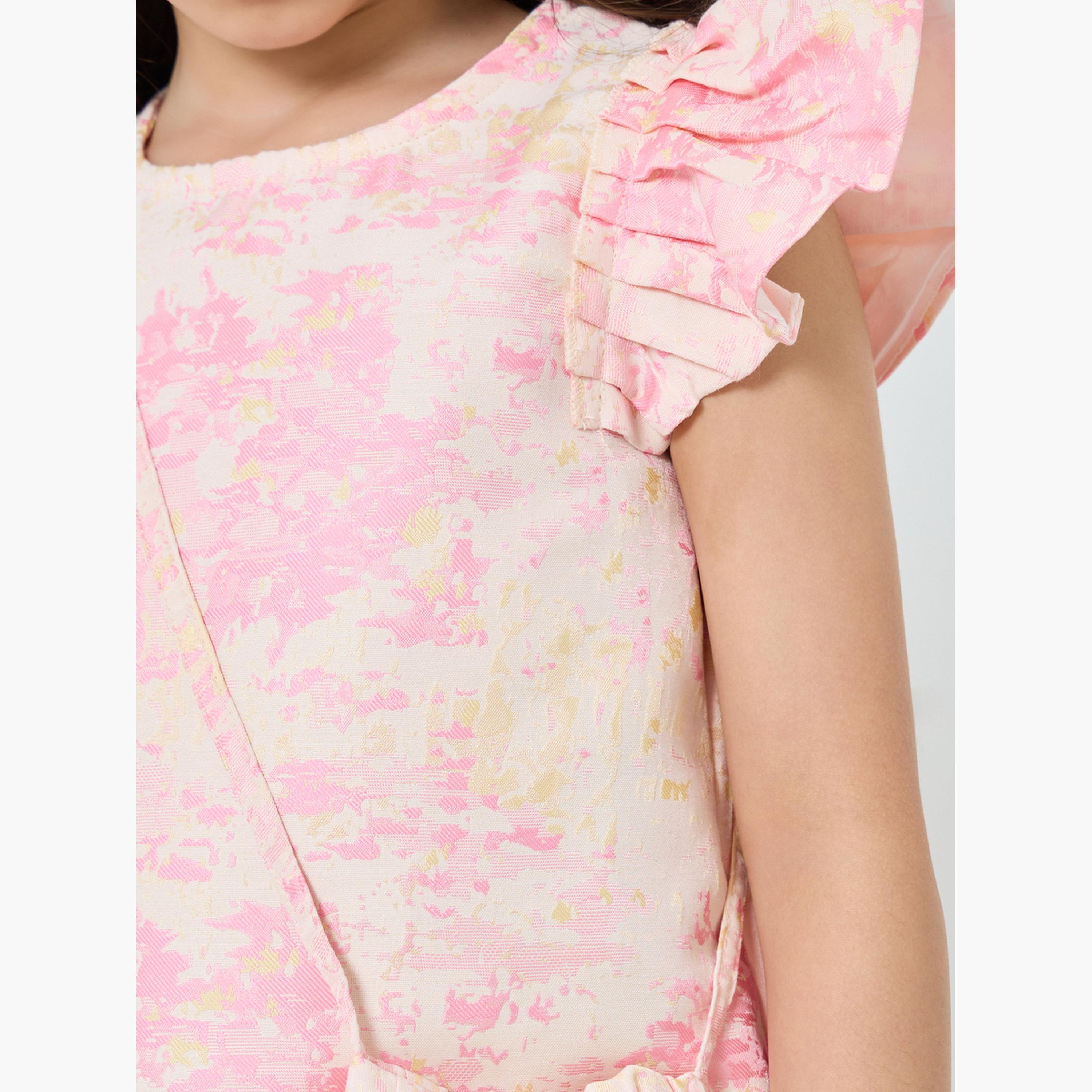 فستان قصير بحافة واسعة وأكمام كشكش-girls-clothing-dressesandjumpsuits-image-6