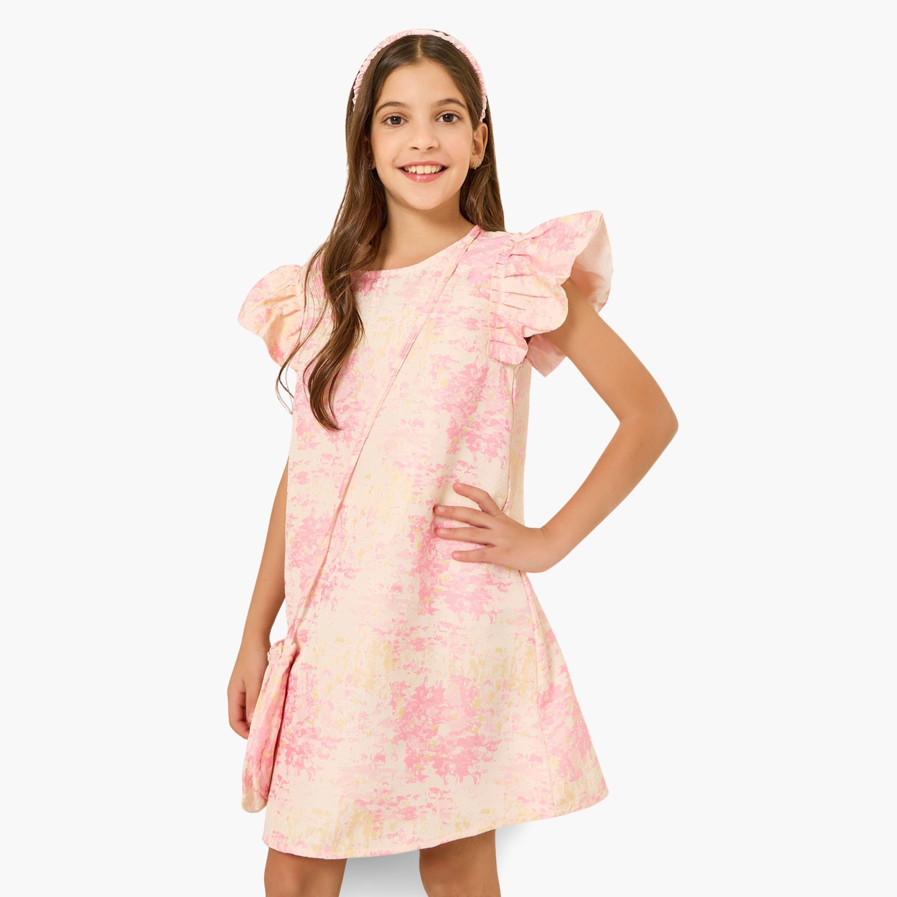 فستان جاكار مع حقيبة كتف-girls-clothing-dressesandjumpsuits-image-1