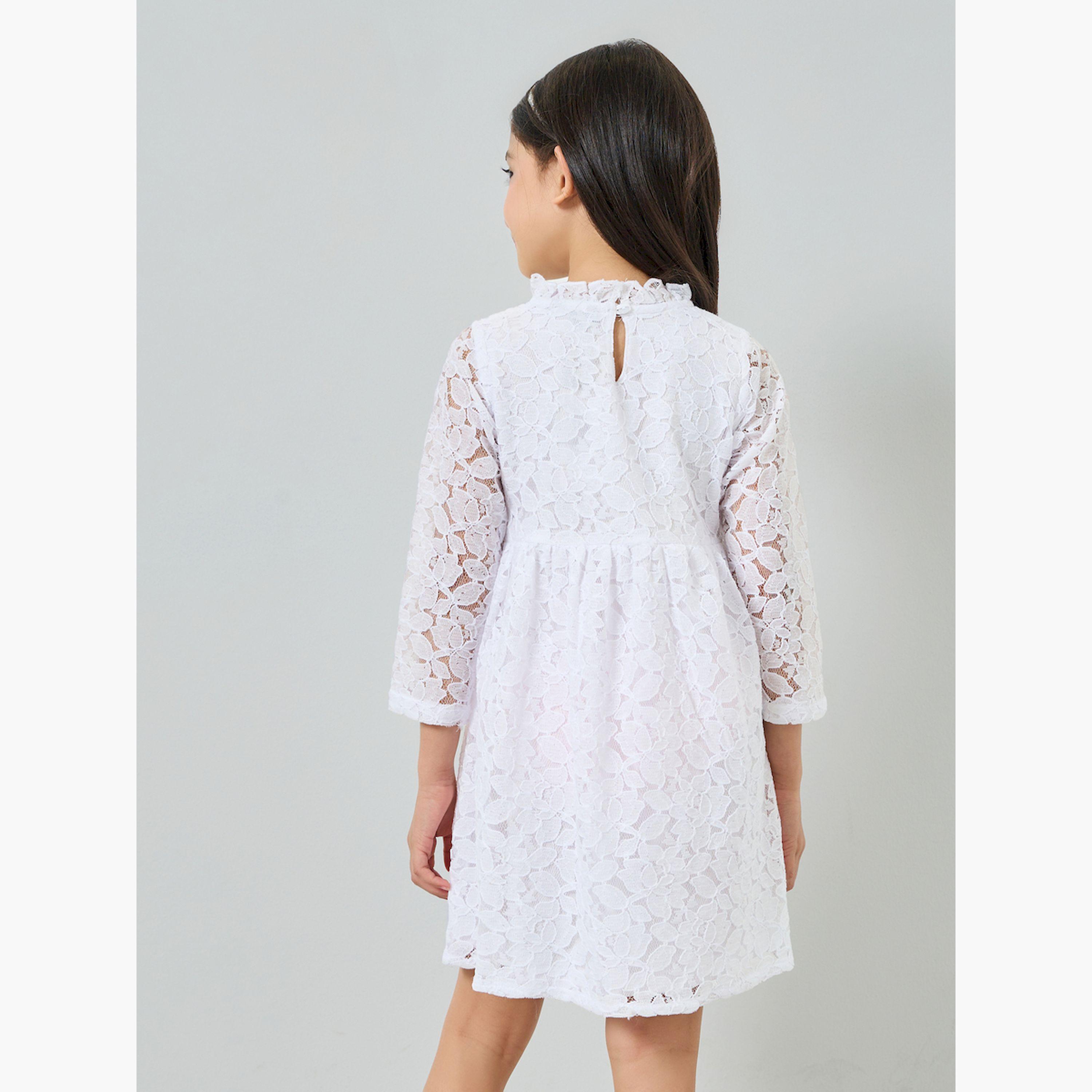 فستان دانتيل بحافة واسعة للبنات-girls-clothing-dressesandjumpsuits-image-3