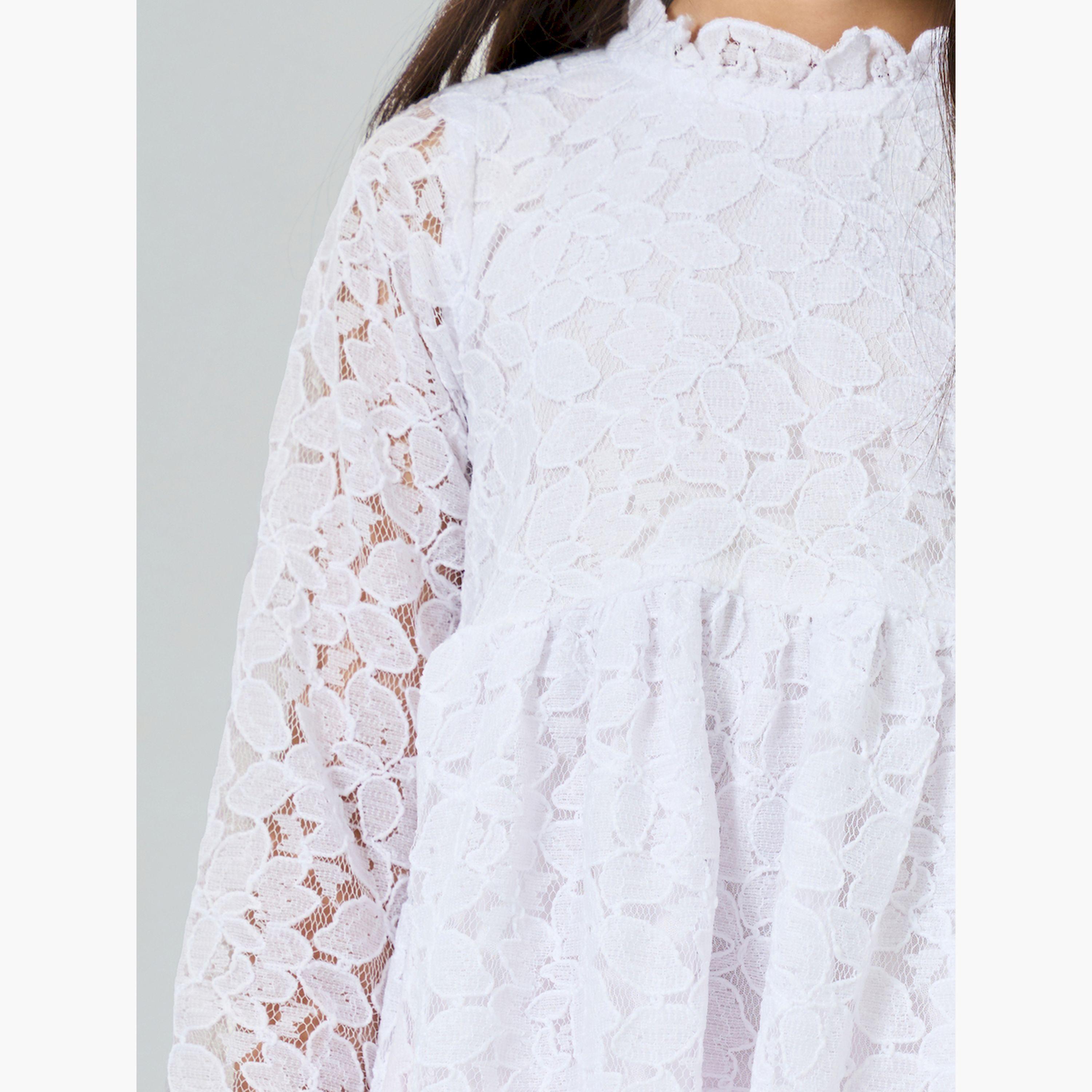 Styli Girls Off-White Lace A-Line Dress-girls-clothing-dressesandjumpsuits-image-4