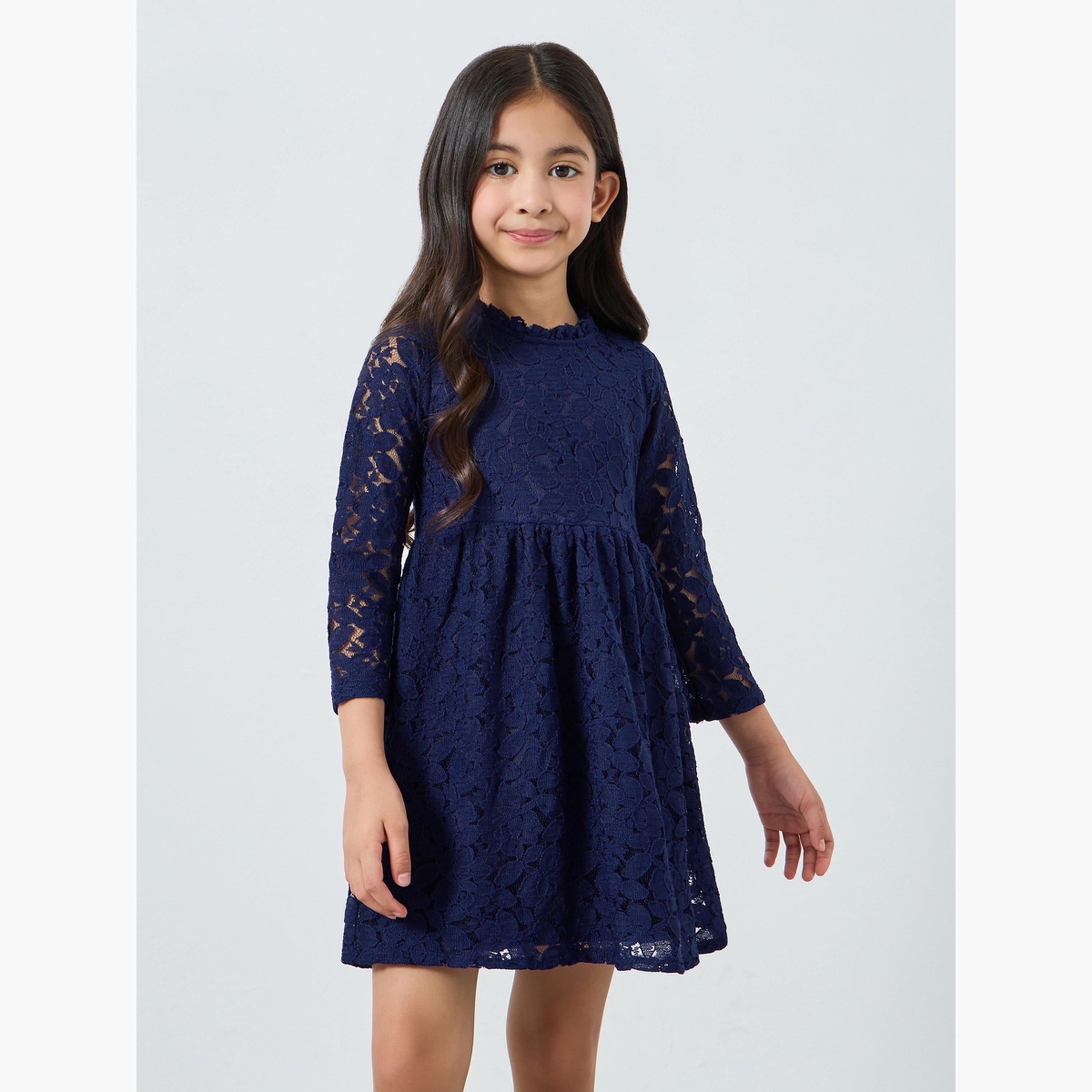 فستان بحافة واسعة ودانتيل-girls-clothing-dressesandjumpsuits-image-1