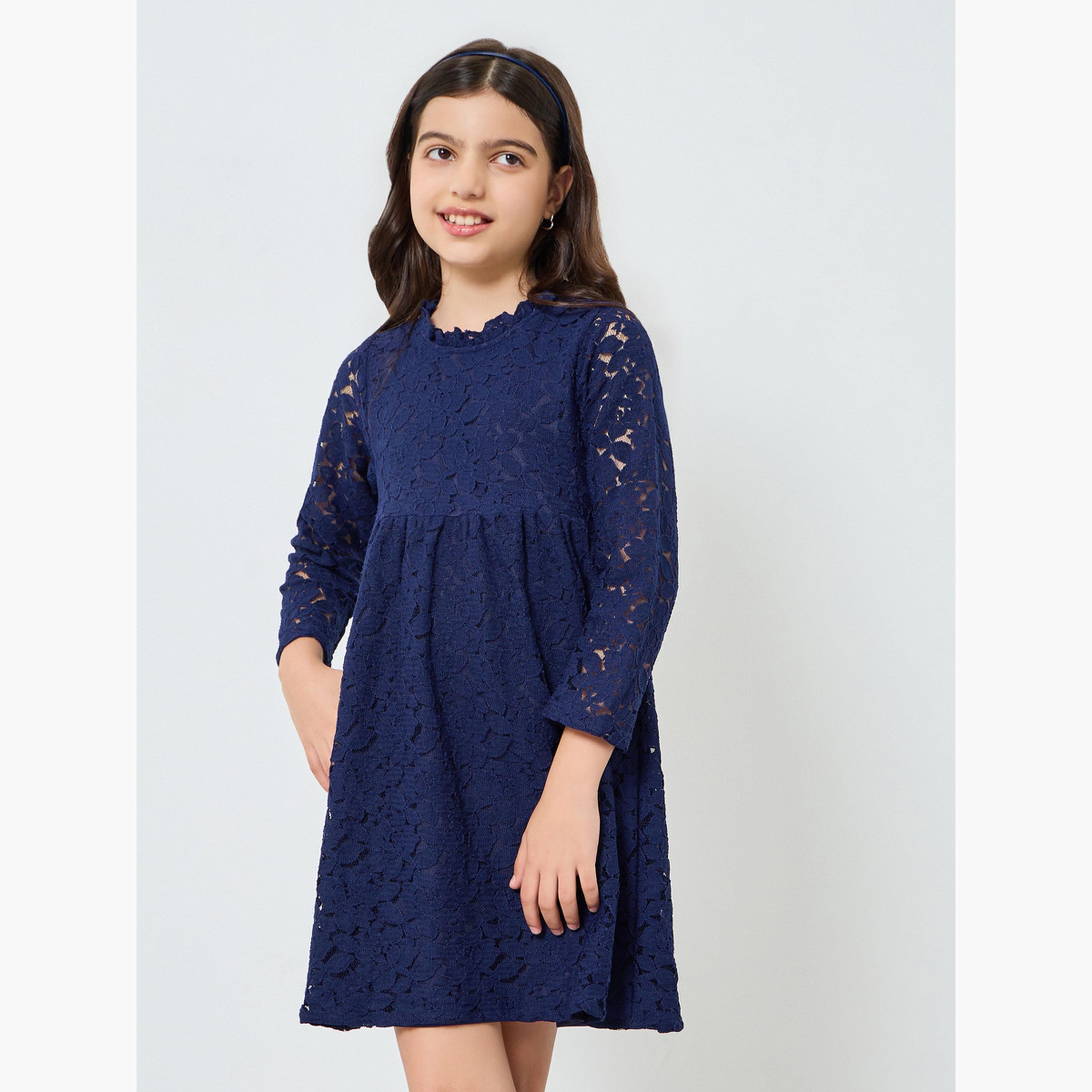 فستان دانتيل بأكمام طويلة-girls-clothing-dressesandjumpsuits-image-1