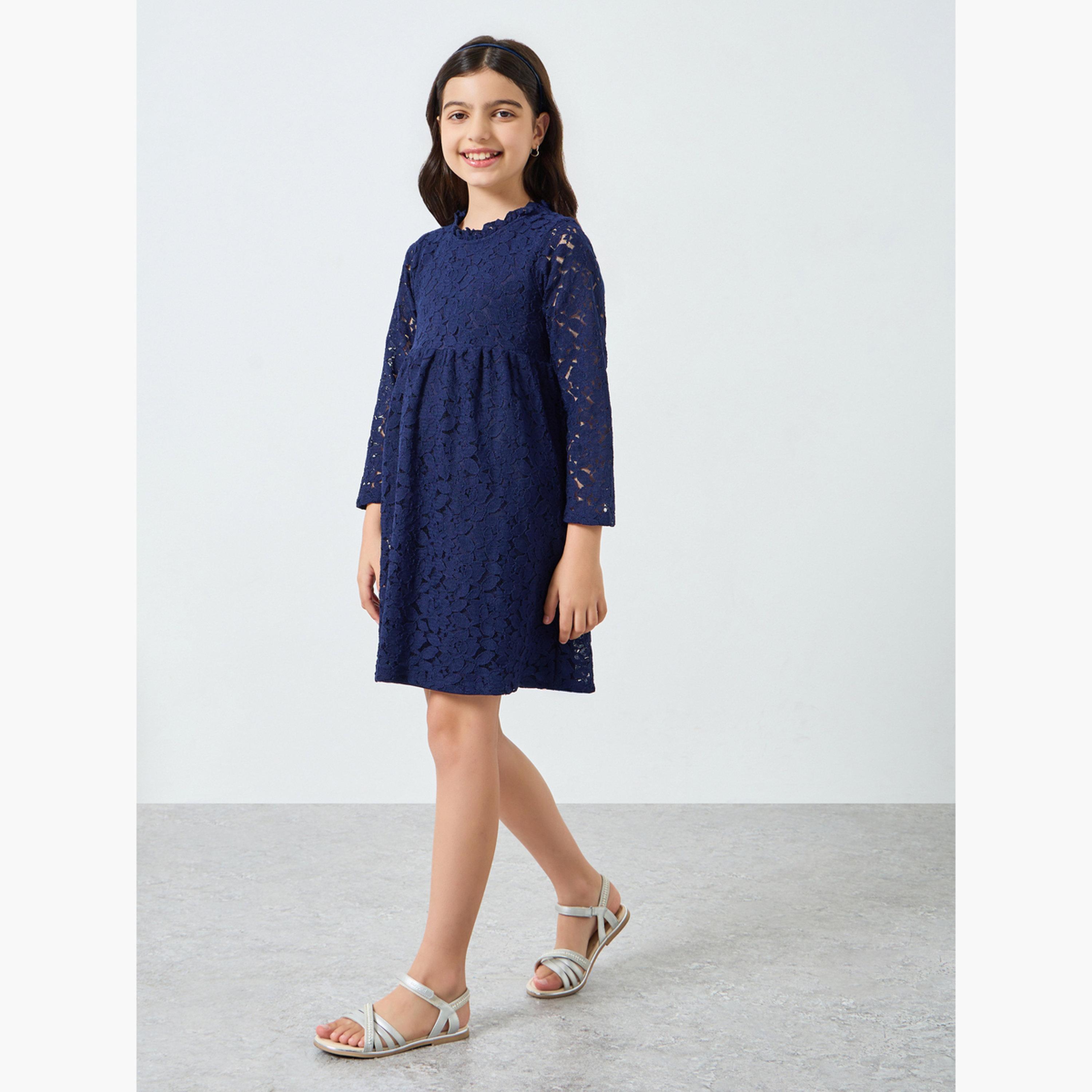 فستان دانتيل بأكمام طويلة-girls-clothing-dressesandjumpsuits-image-2