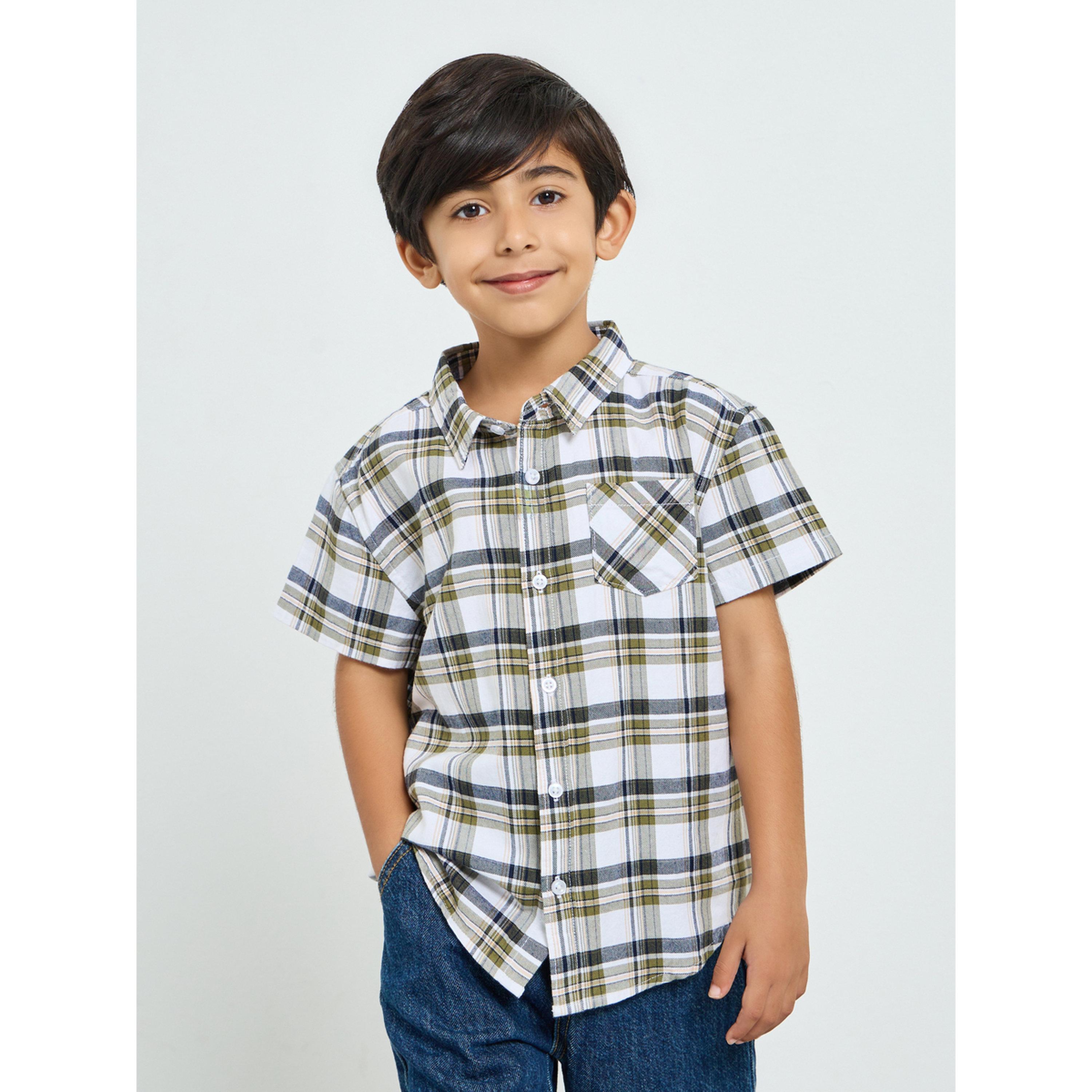 Styli Boys Checked Cotton Shirt-boys-clothing-shirts-image-1