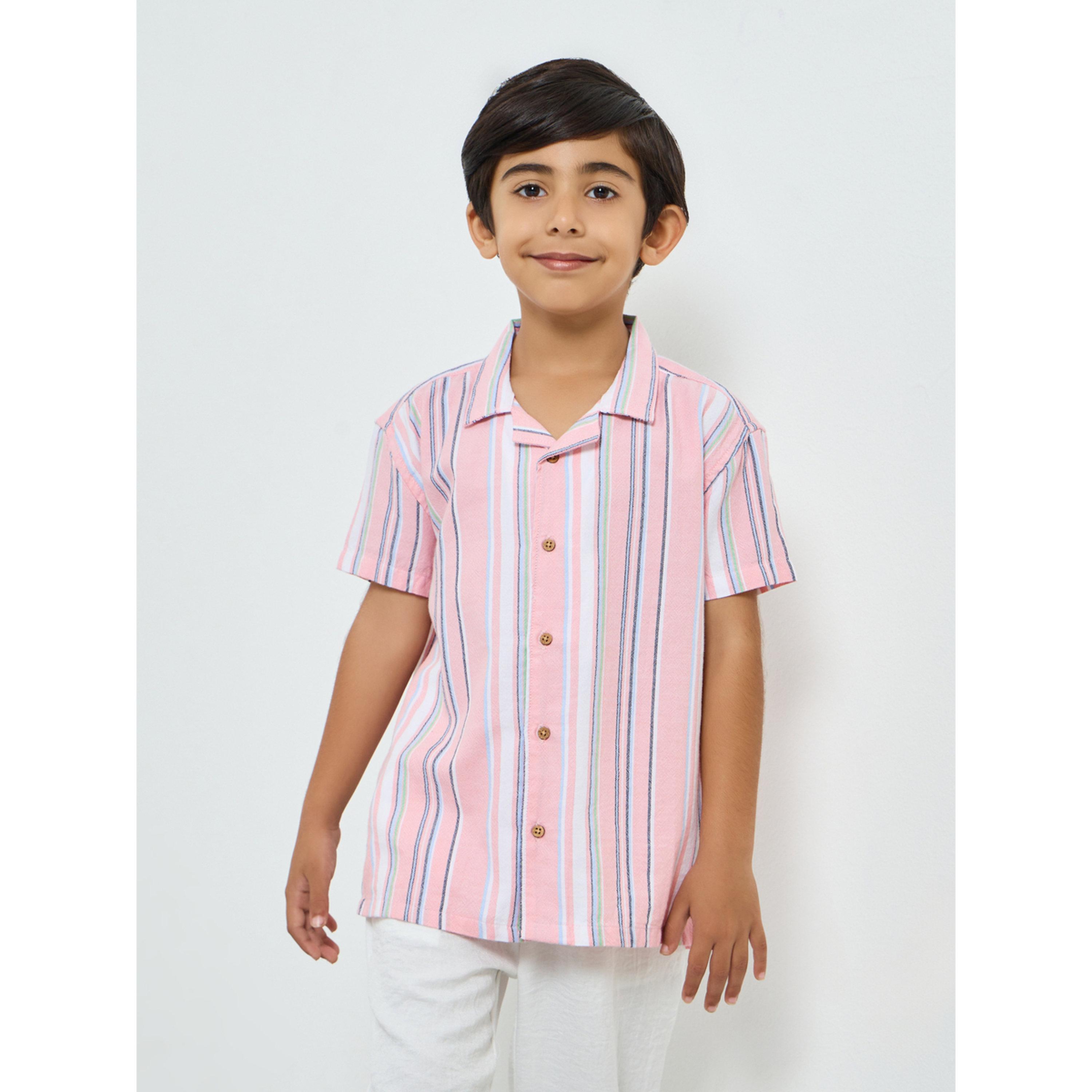 قميص أولادي قطن مخطط بنمط ريزورت-boys-clothing-shirts-image-1