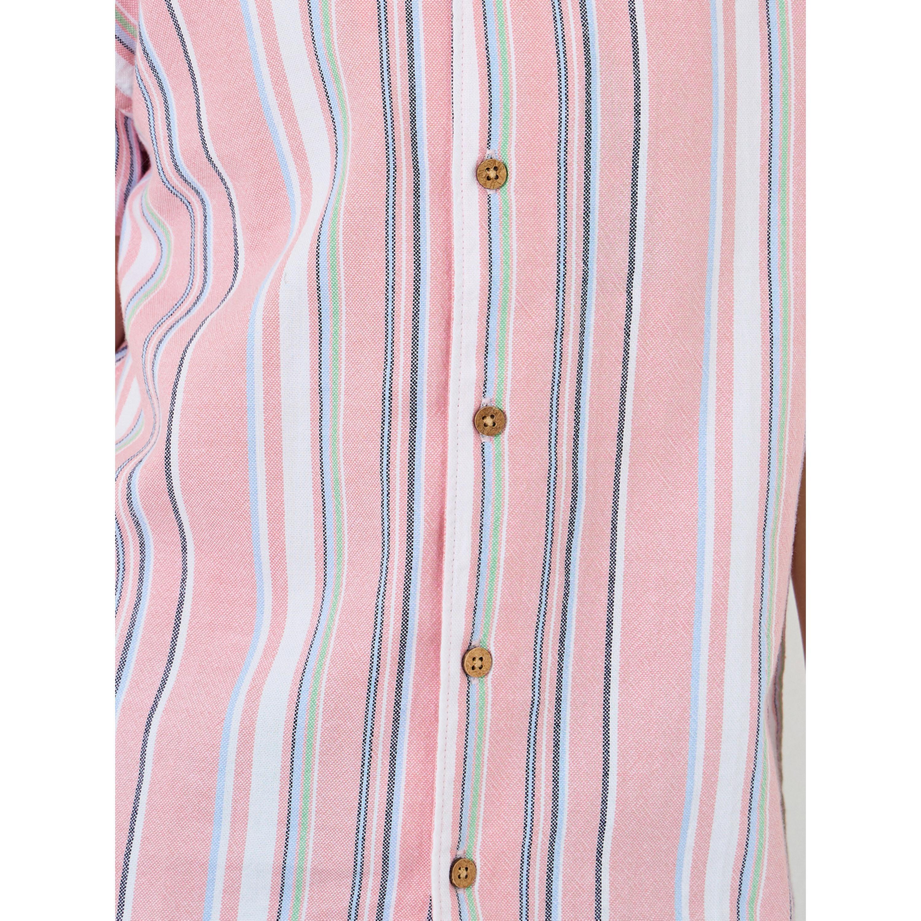 Styli Boys Peach Striped Resort Shirt-boys-clothing-shirts-image-3