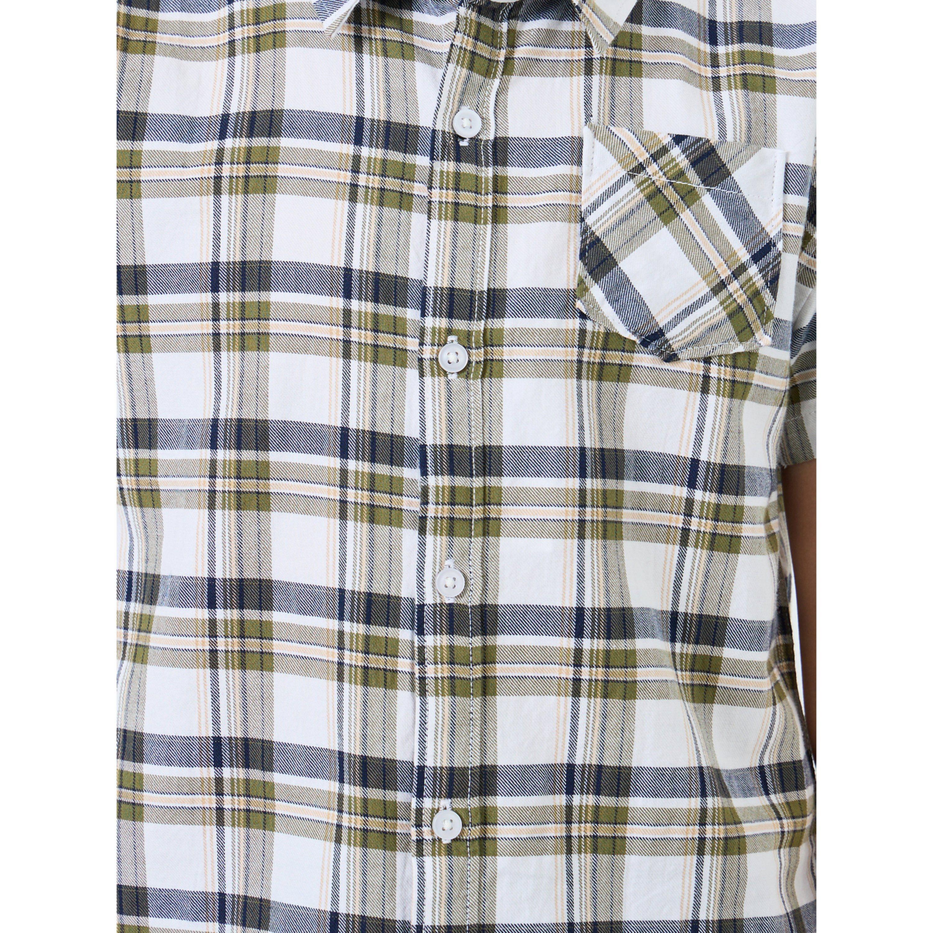Styli Boys Green Checked Short Sleeve Shirt-boys-clothing-shirts-image-3