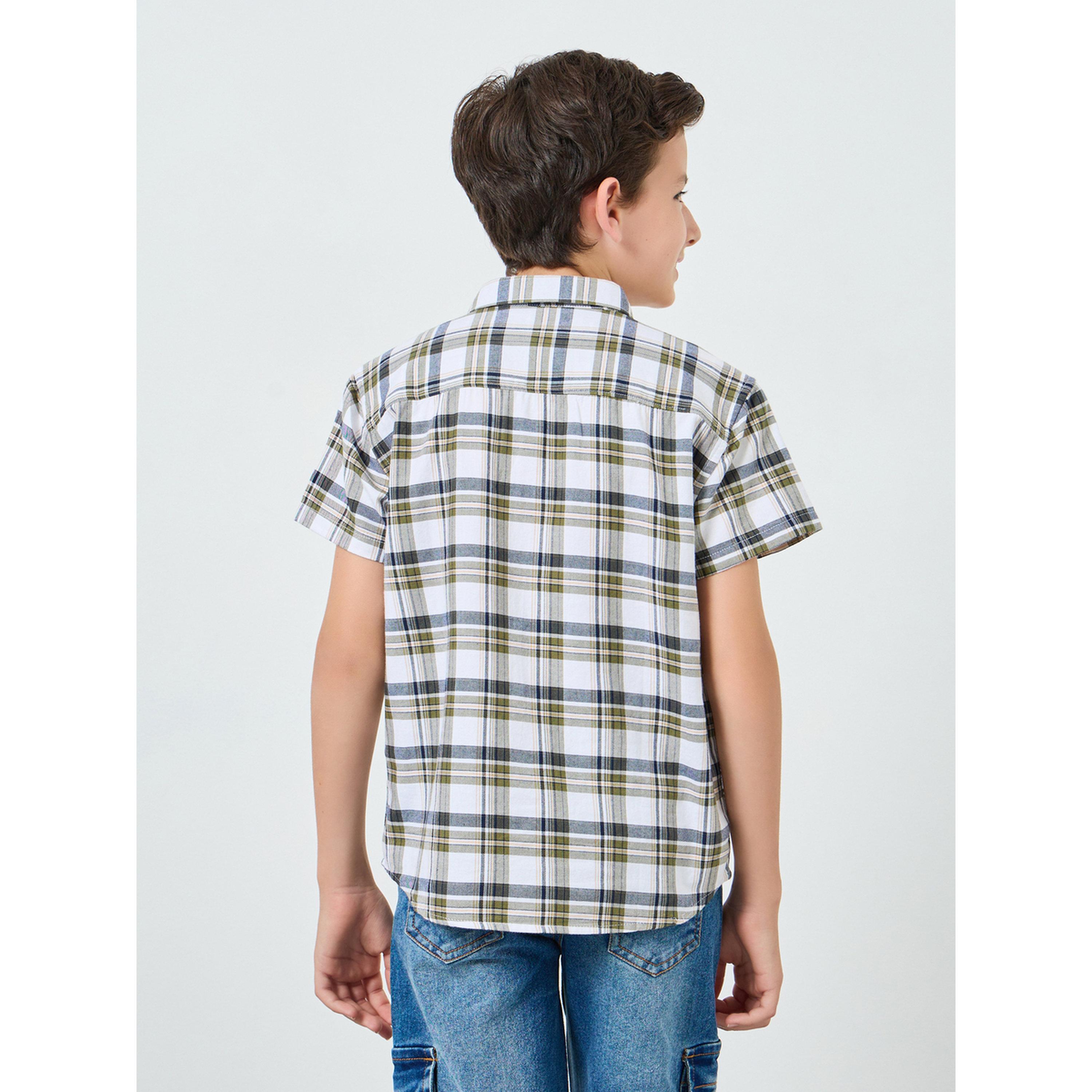 Styli Boys Green Checked Short Sleeve Shirt-boys-clothing-shirts-image-4