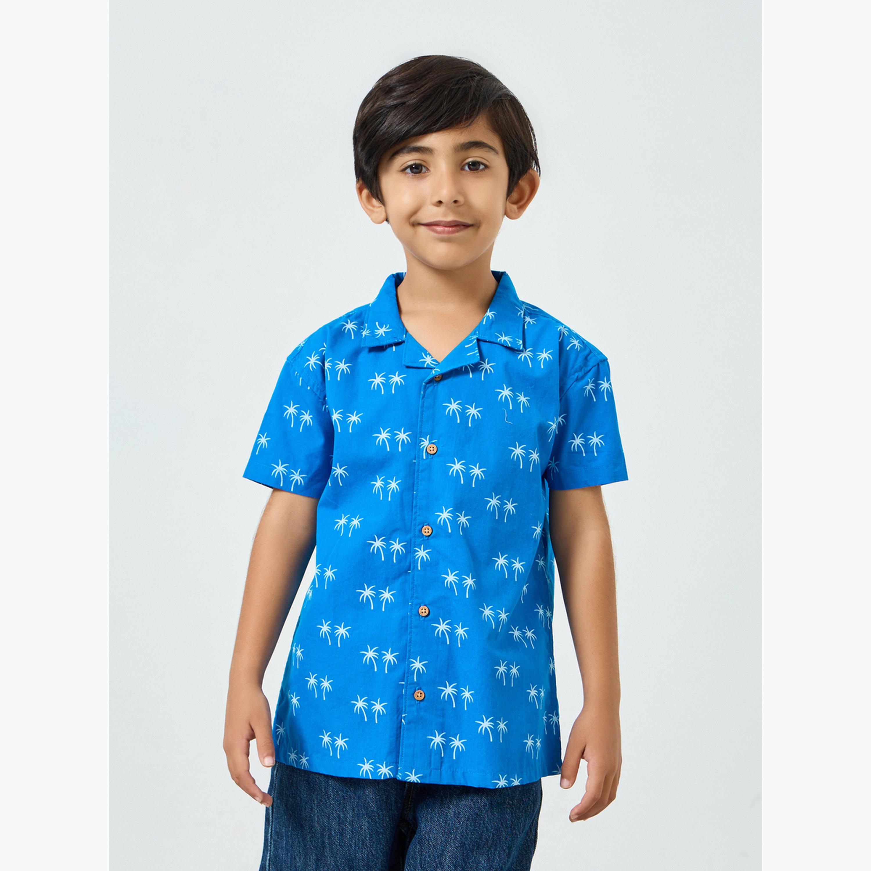 بلوزة قطن بطبعة نخلة-boys-clothing-shirts-image-1