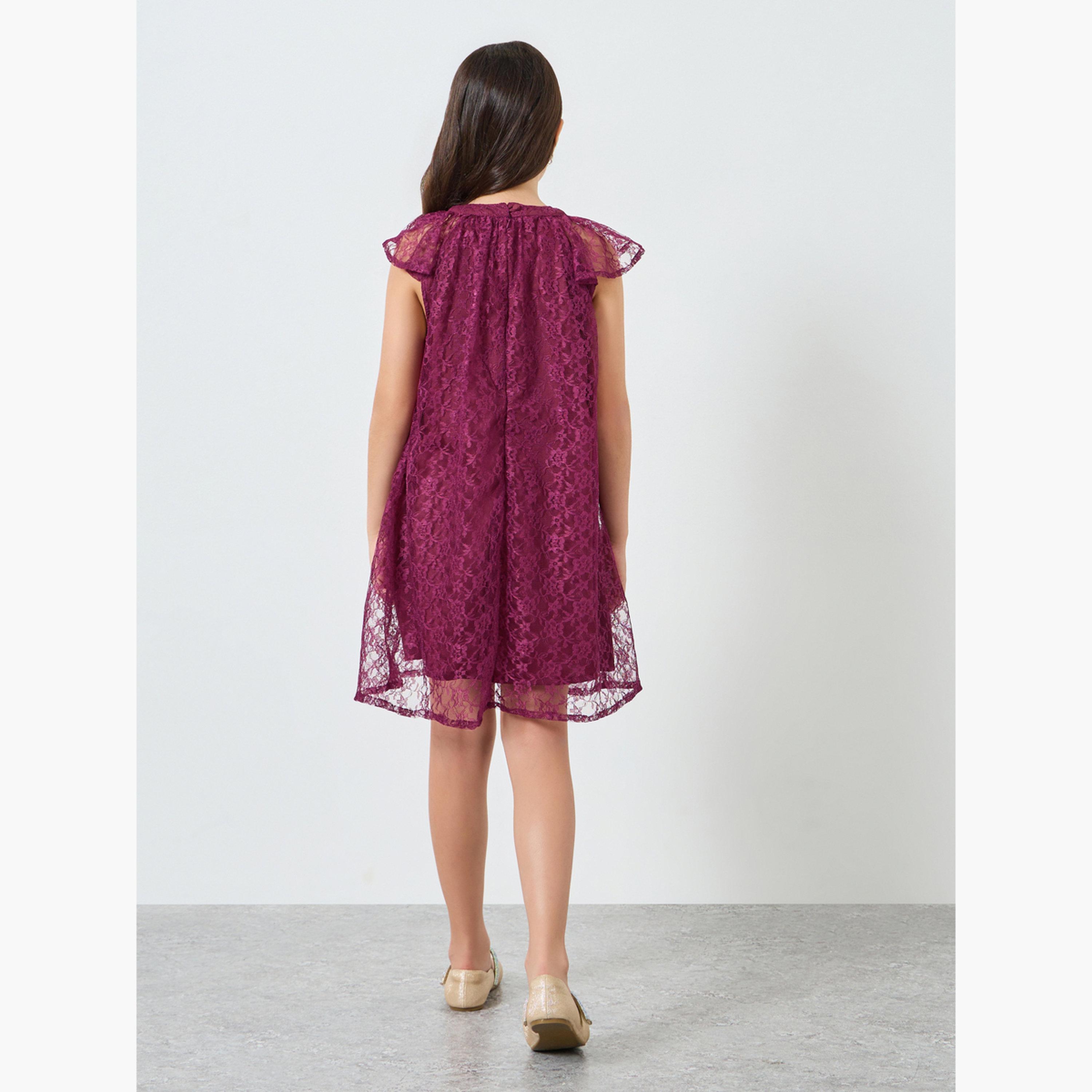 فستان دانتيل بأكمام قصيرة-girls-clothing-dressesandjumpsuits-image-3