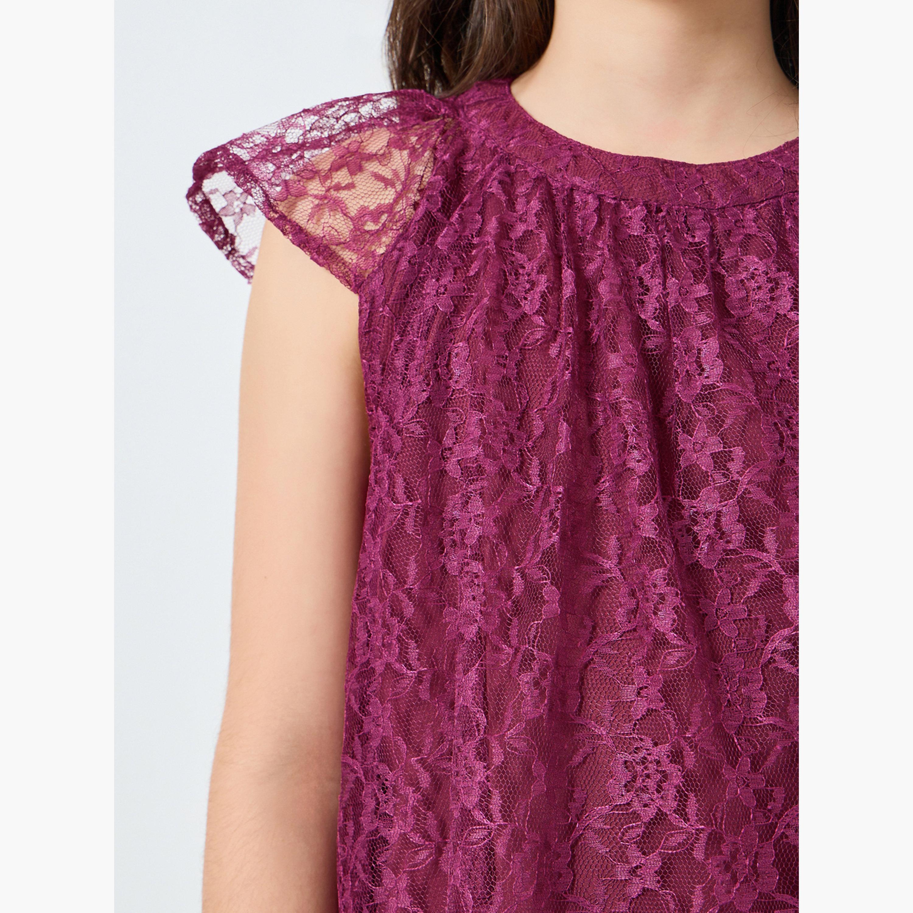 فستان دانتيل بأكمام قصيرة-girls-clothing-dressesandjumpsuits-image-4