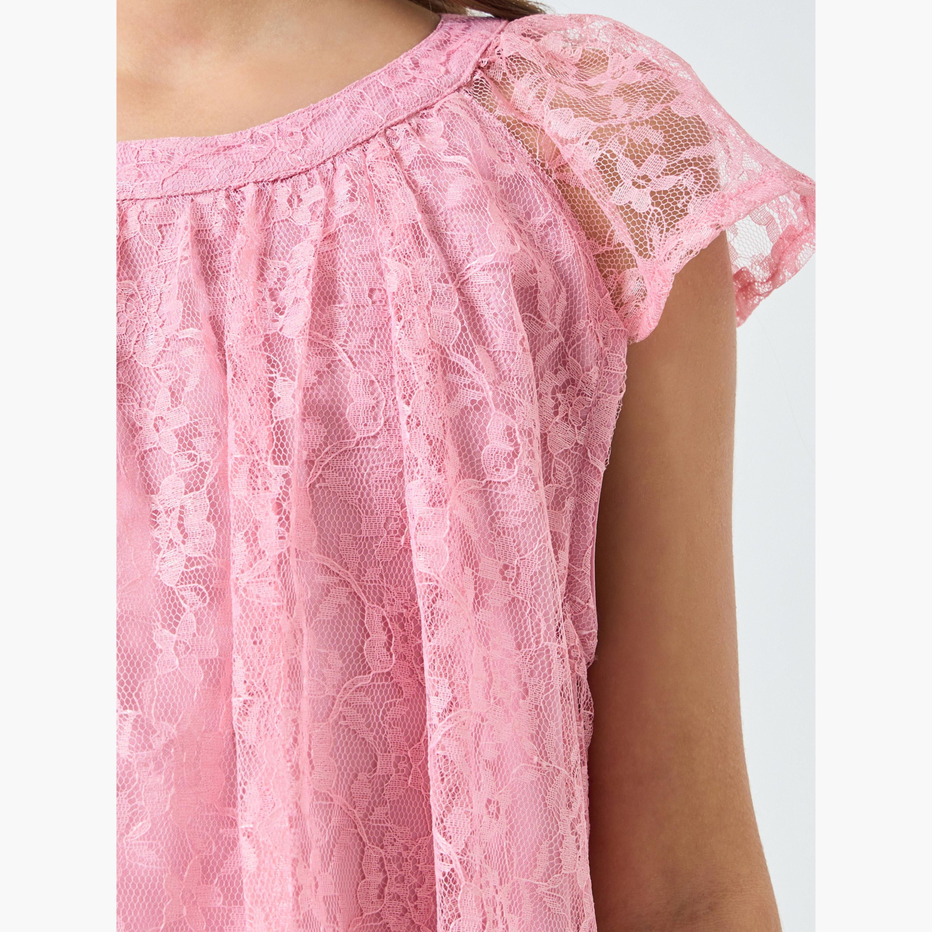 فستان دانتيل بأكمام قصيرة-girls-clothing-dressesandjumpsuits-image-3
