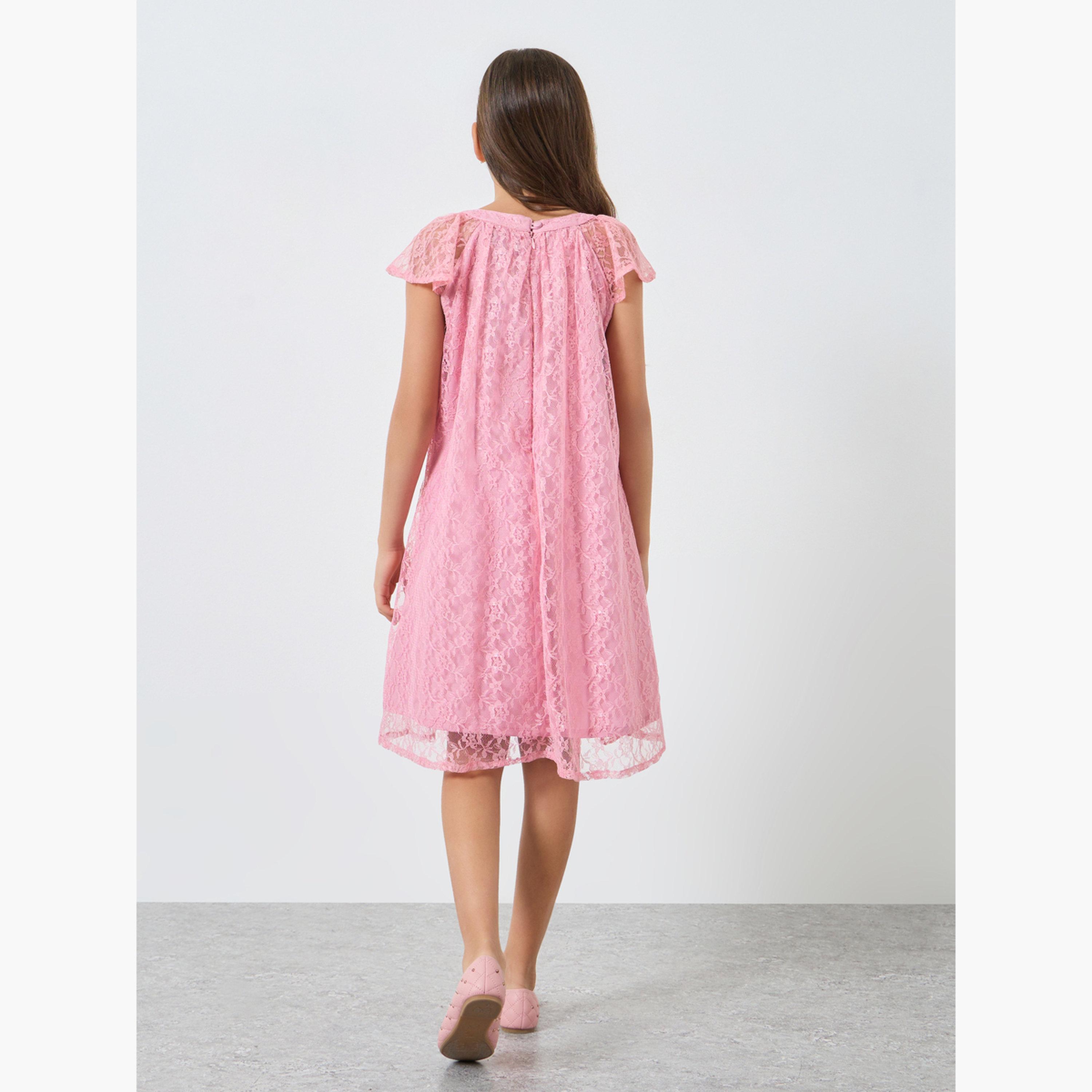 فستان دانتيل بأكمام قصيرة-girls-clothing-dressesandjumpsuits-image-4