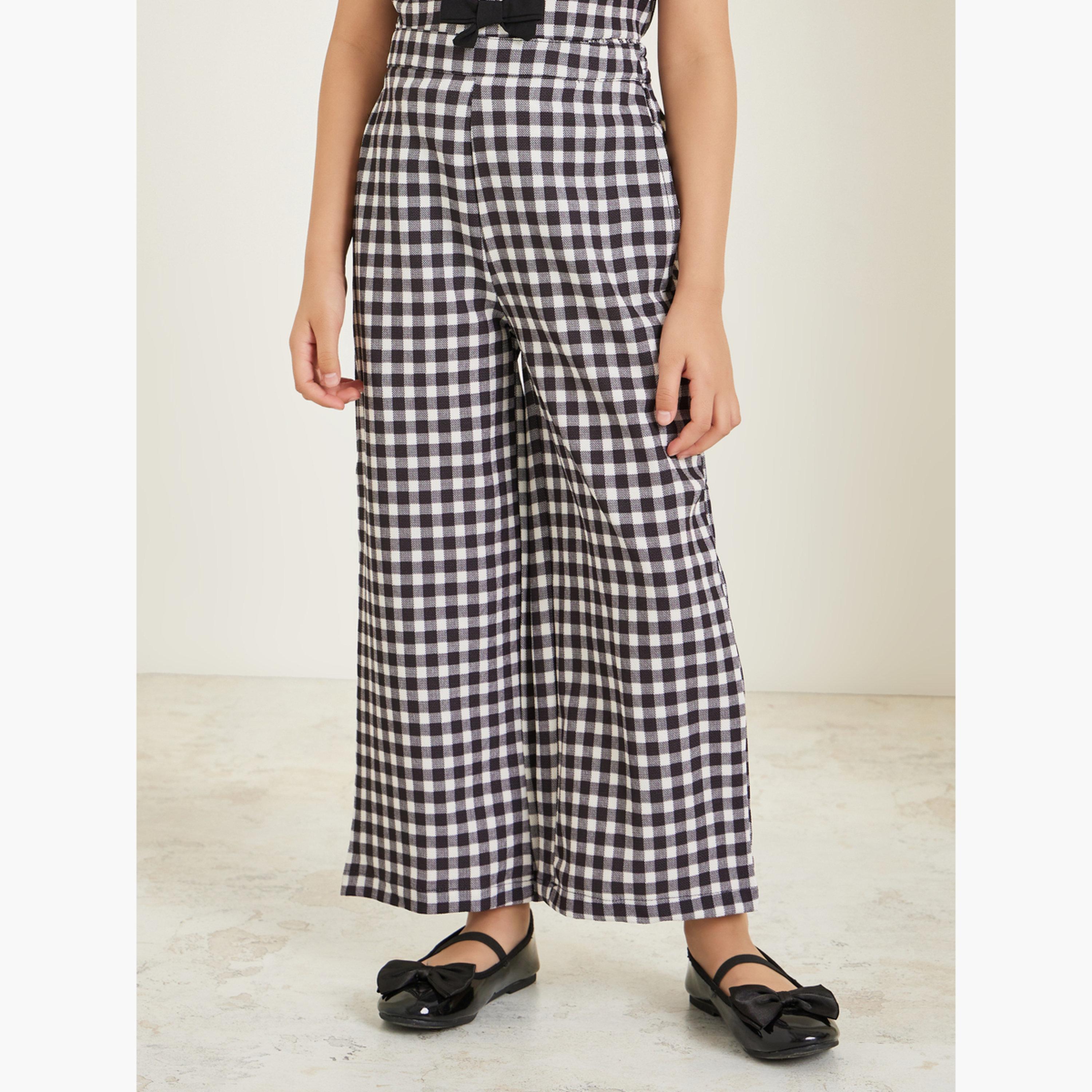 Styli Girls Black Gingham Bow Top and Trousers Set-girls-clothing-setsandcoords-image-4