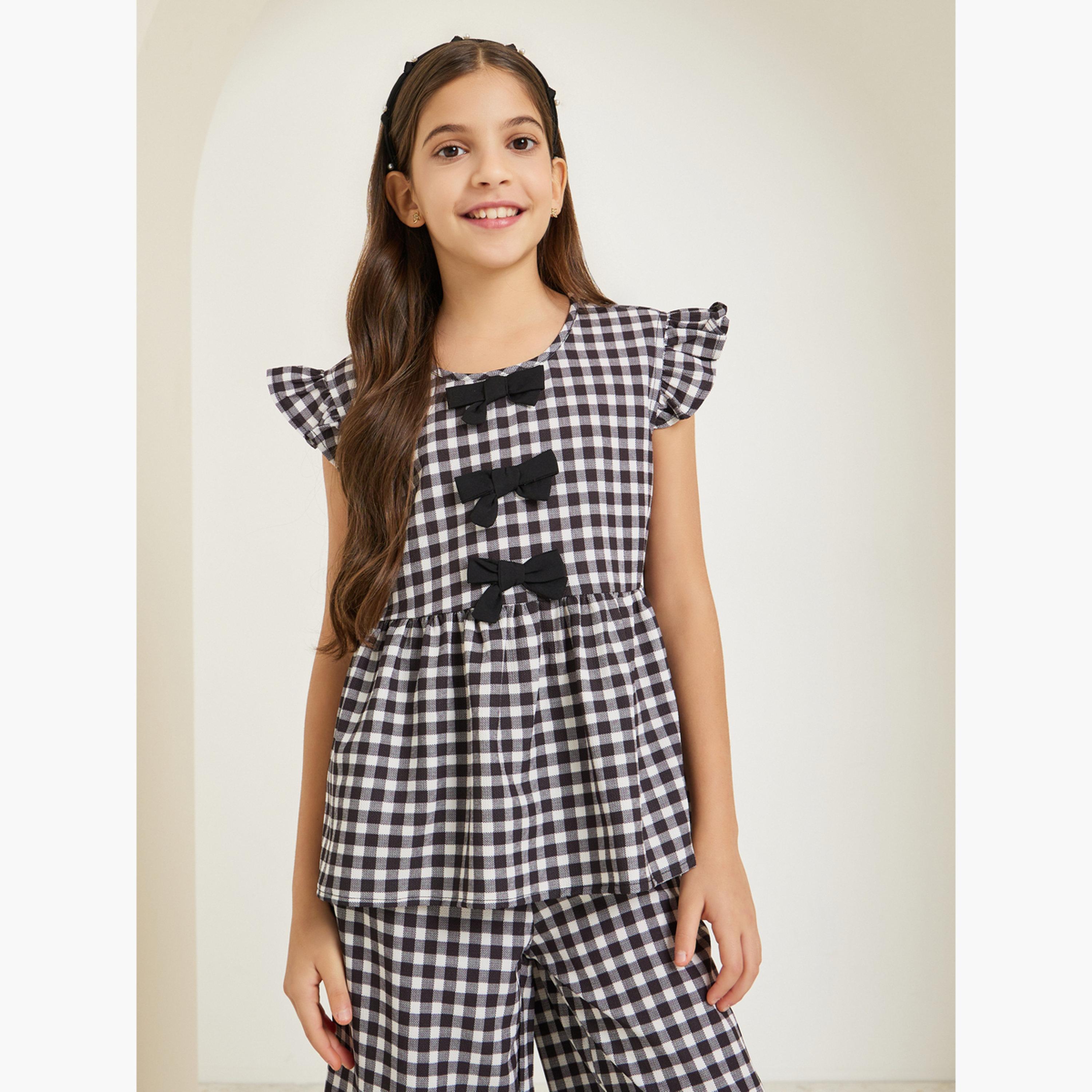 Styli Teens Gingham Check Top and Pants Set-girls-clothing-setsandcoords-image-3