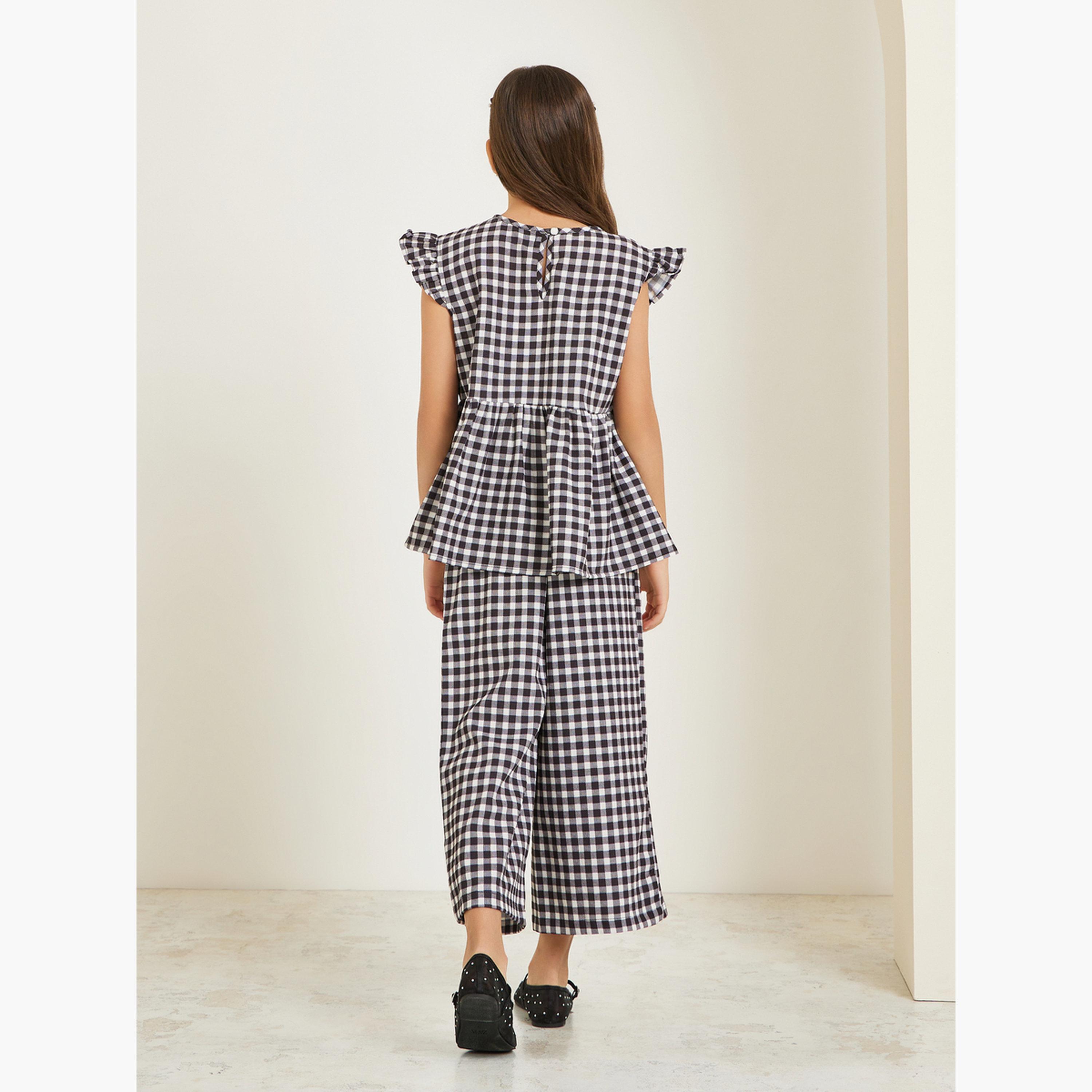 Styli Teens Gingham Check Top and Pants Set-girls-clothing-setsandcoords-image-4