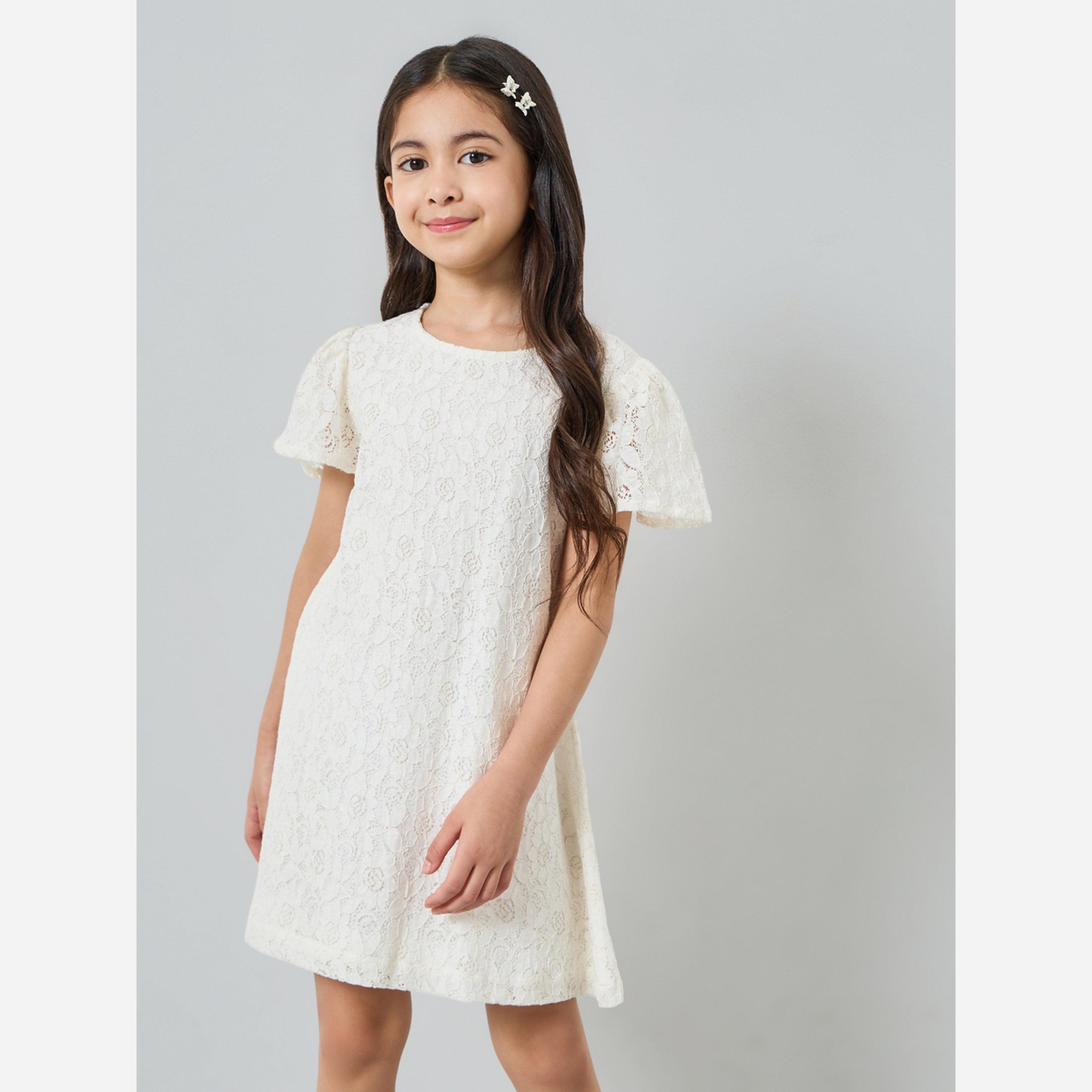 ستايلي - فستان بناتي تصميم A مزين بالدانتيل-girls-clothing-dressesandjumpsuits-image-1