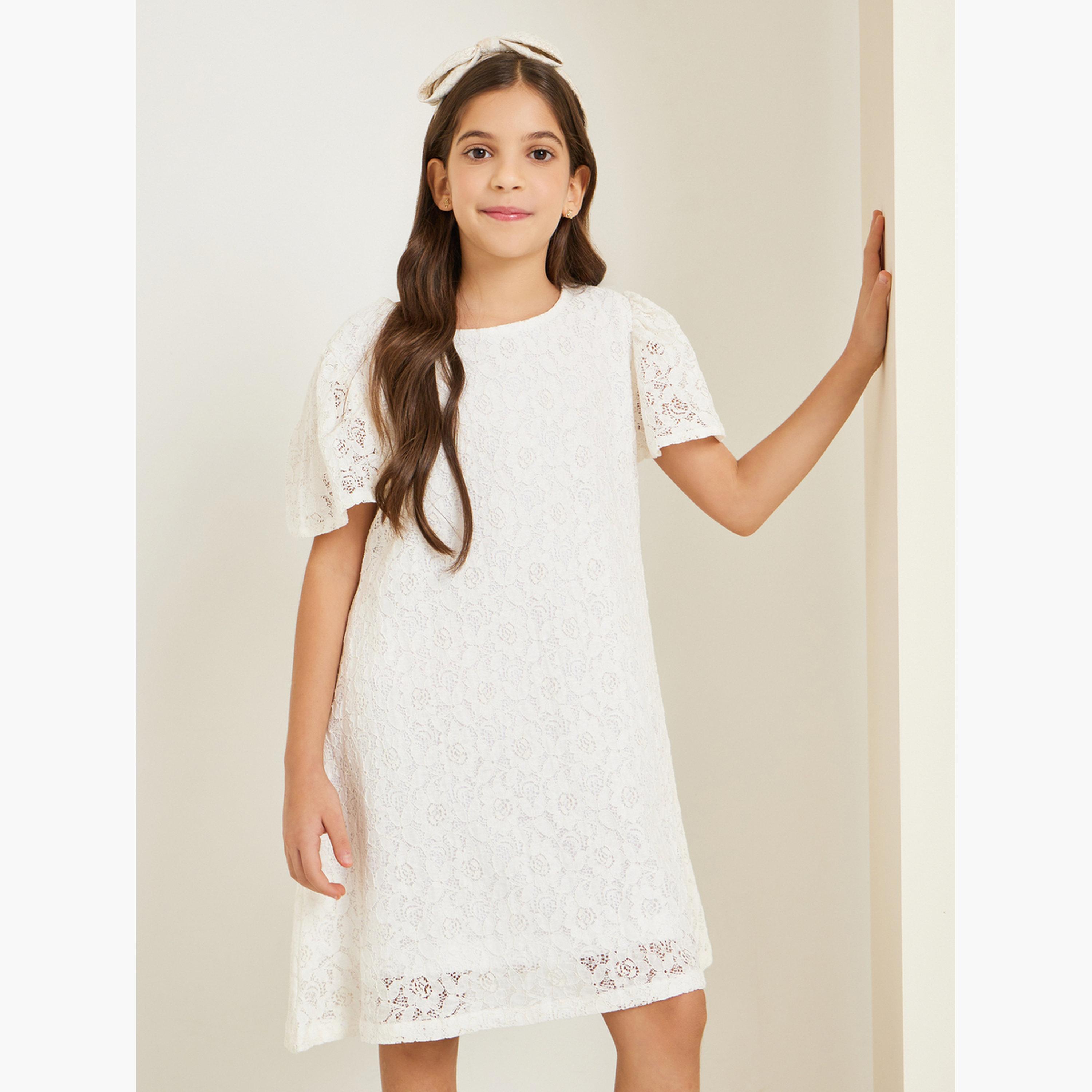 فستان قصير بحافة واسعة ودانتيل-girls-clothing-dressesandjumpsuits-image-1