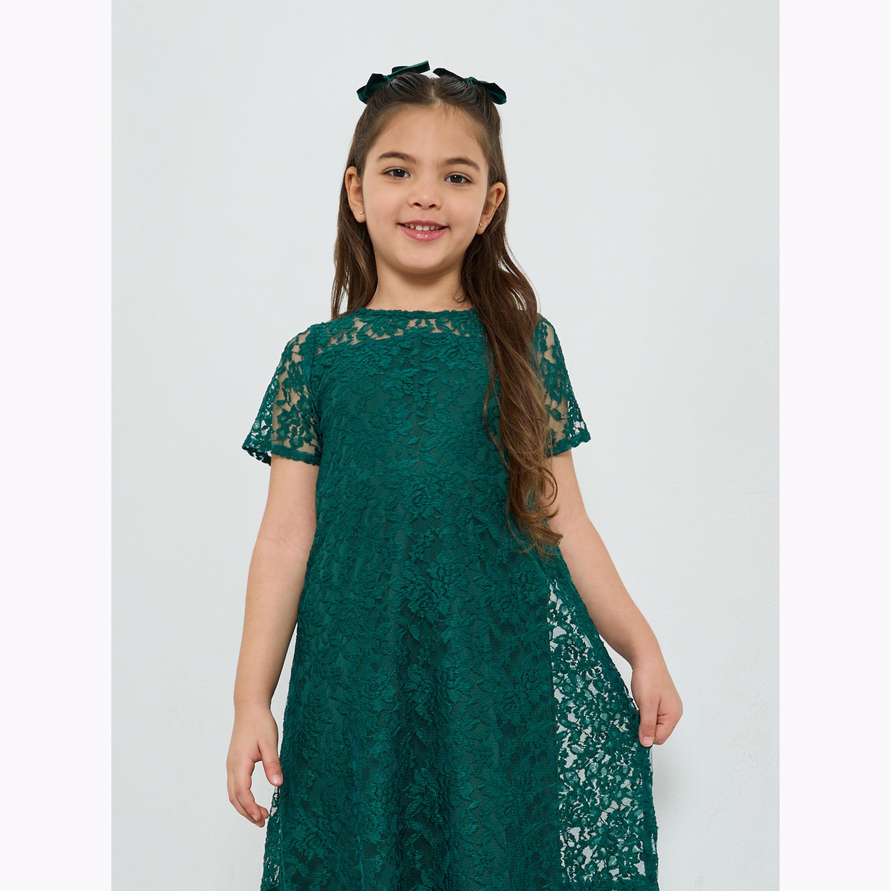Styli Girls Short Sleeve Lace Dress-girls-clothing-dressesandjumpsuits-image-2