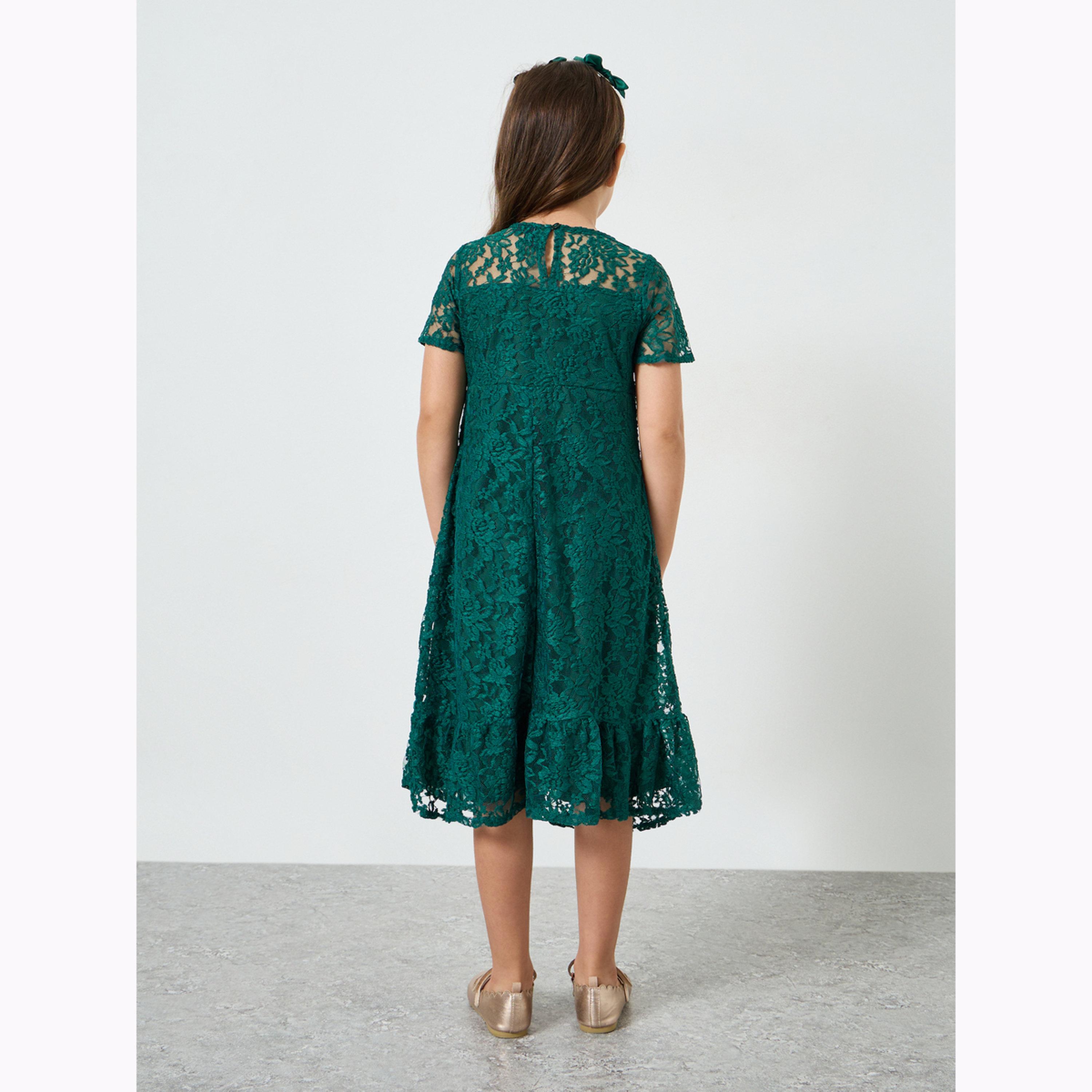 Styli Girls Short Sleeve Lace Dress-girls-clothing-dressesandjumpsuits-image-3