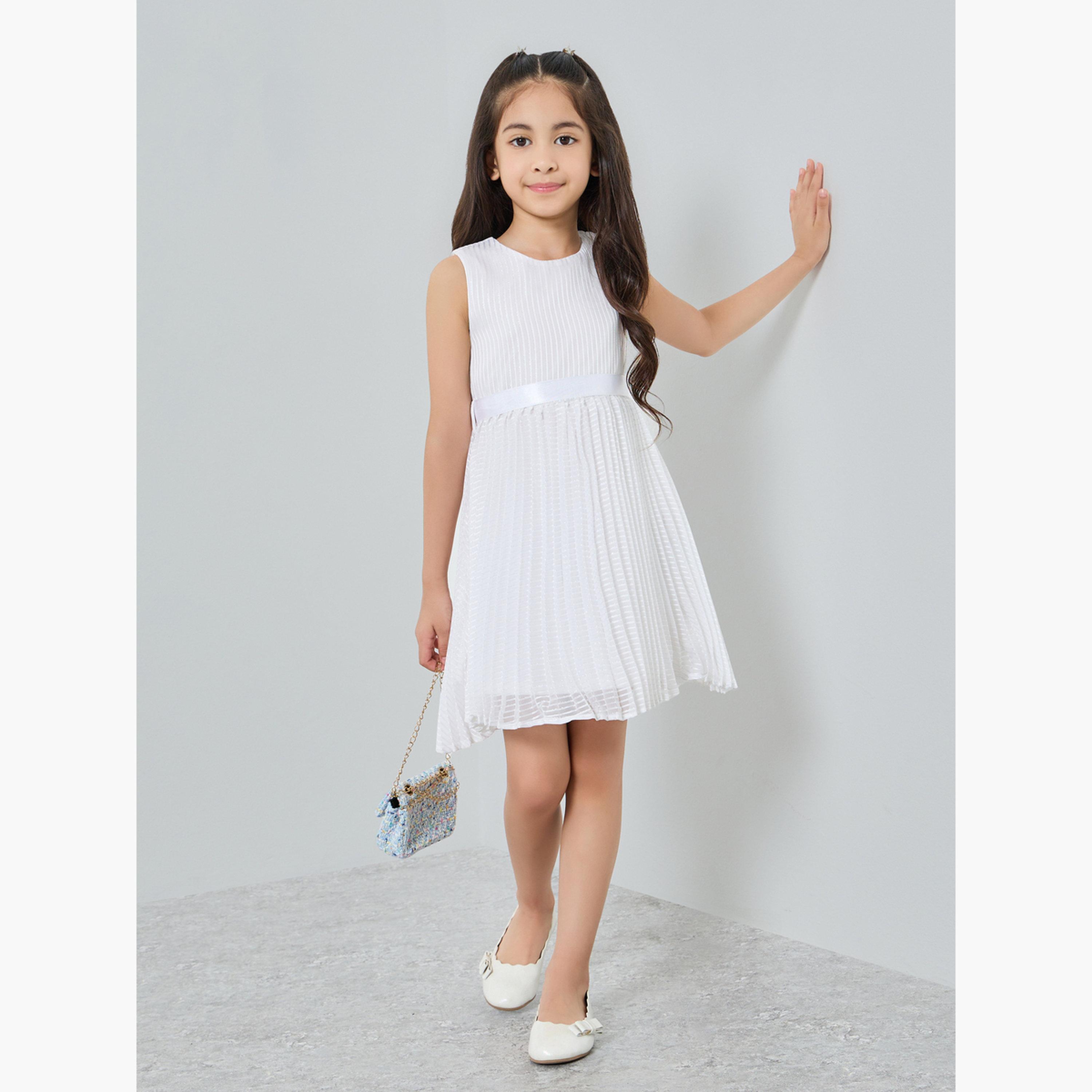 فستان بلا أكمام مزين بكسرات-girls-clothing-dressesandjumpsuits-image-1
