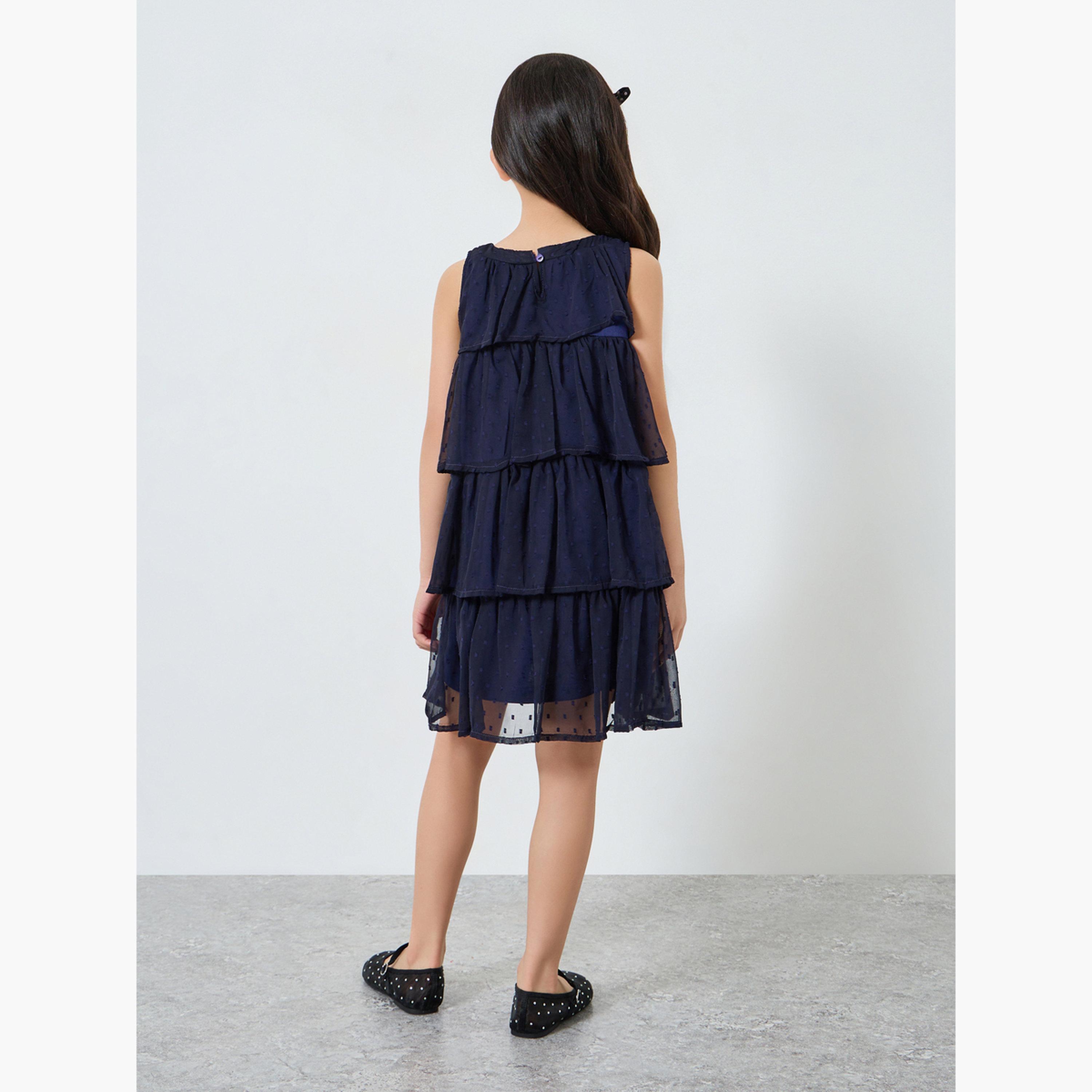 Styli Girls Dobby Layered Dress-girls-clothing-dressesandjumpsuits-image-4