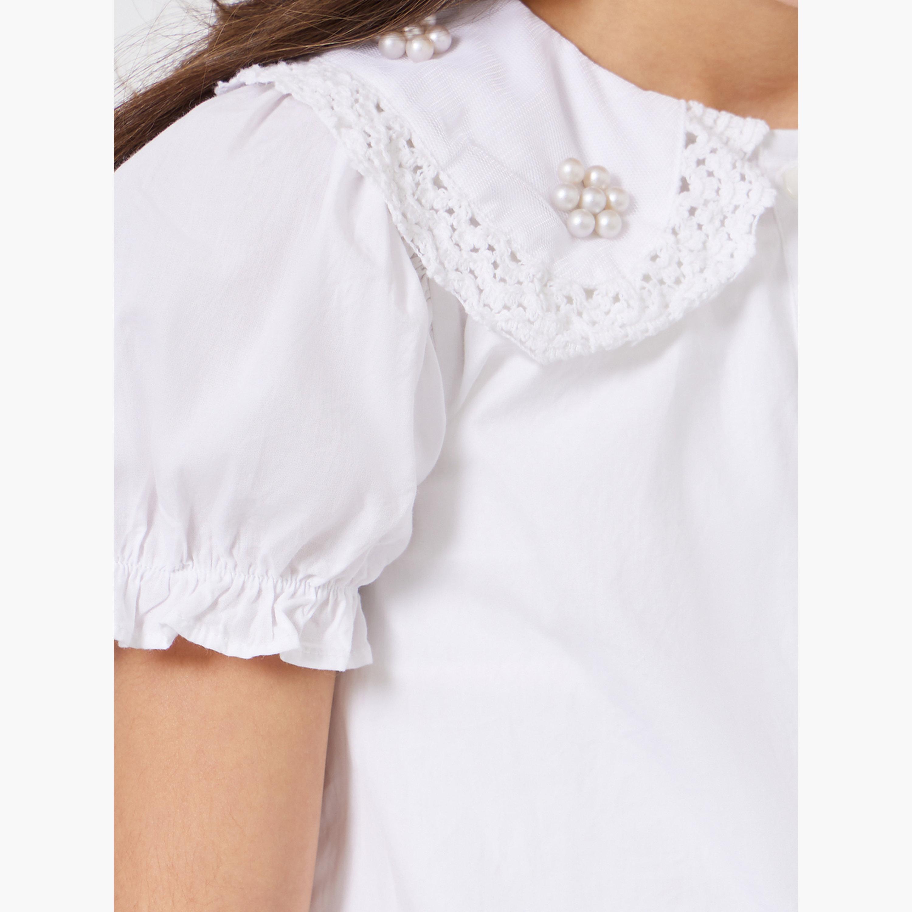 Styli Teens White Cotton Top with Embroidered Collar-girls-clothing-blousesandshirts-image-4
