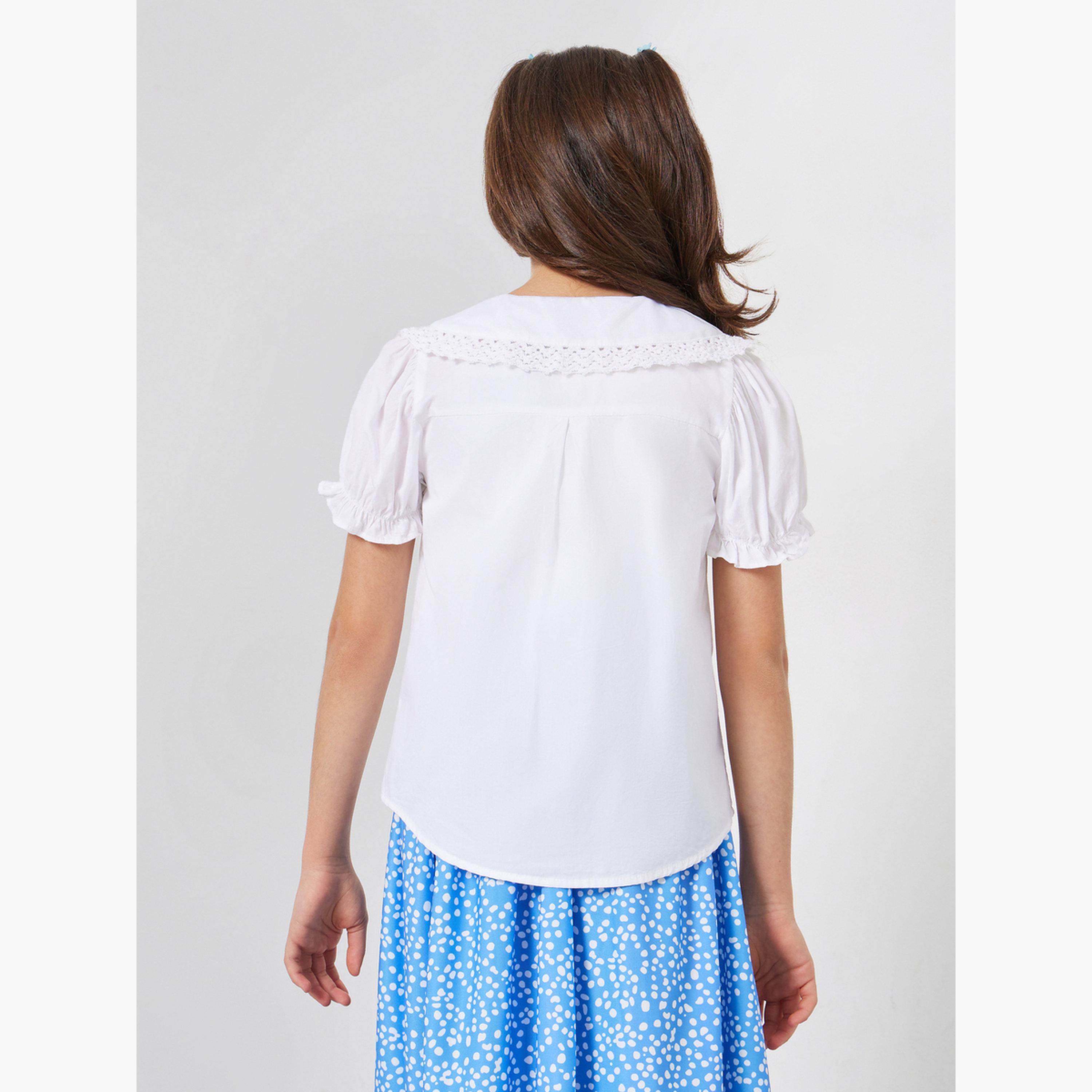 Styli Teens White Cotton Top with Embroidered Collar-girls-clothing-blousesandshirts-image-5