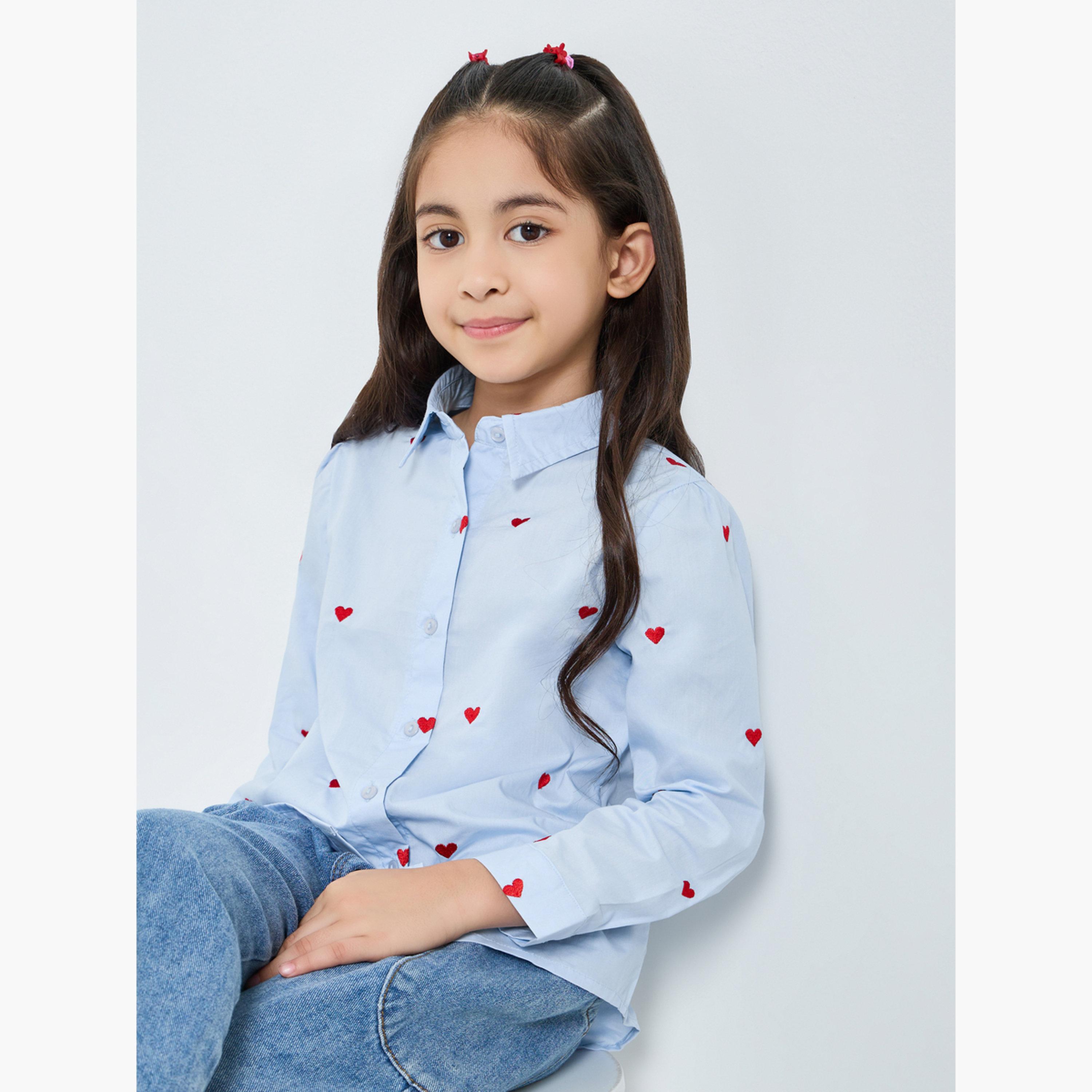 قميص قطن بتطريز قلب-girls-clothing-blousesandshirts-image-3