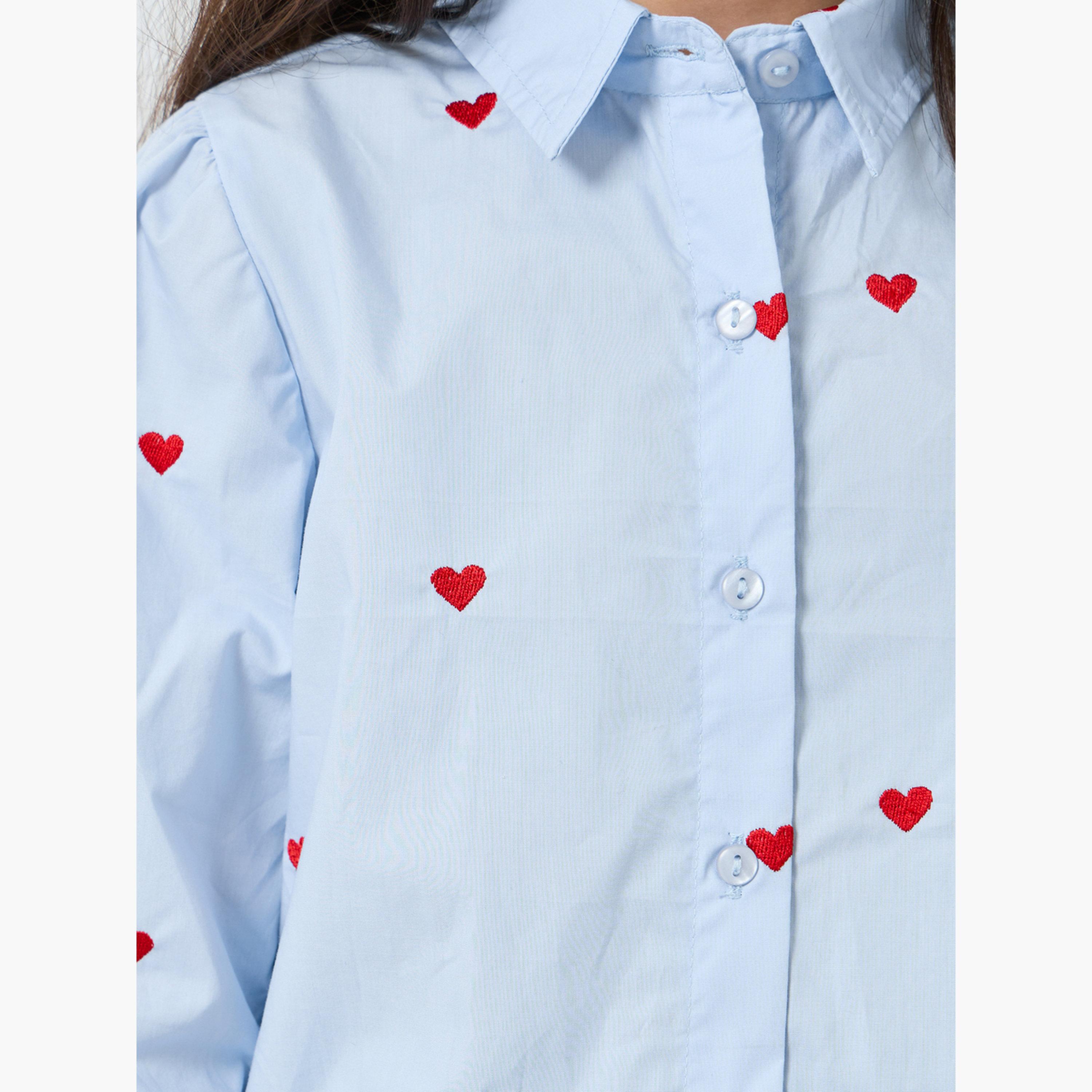 قميص قطن بتطريز قلب-girls-clothing-blousesandshirts-image-4