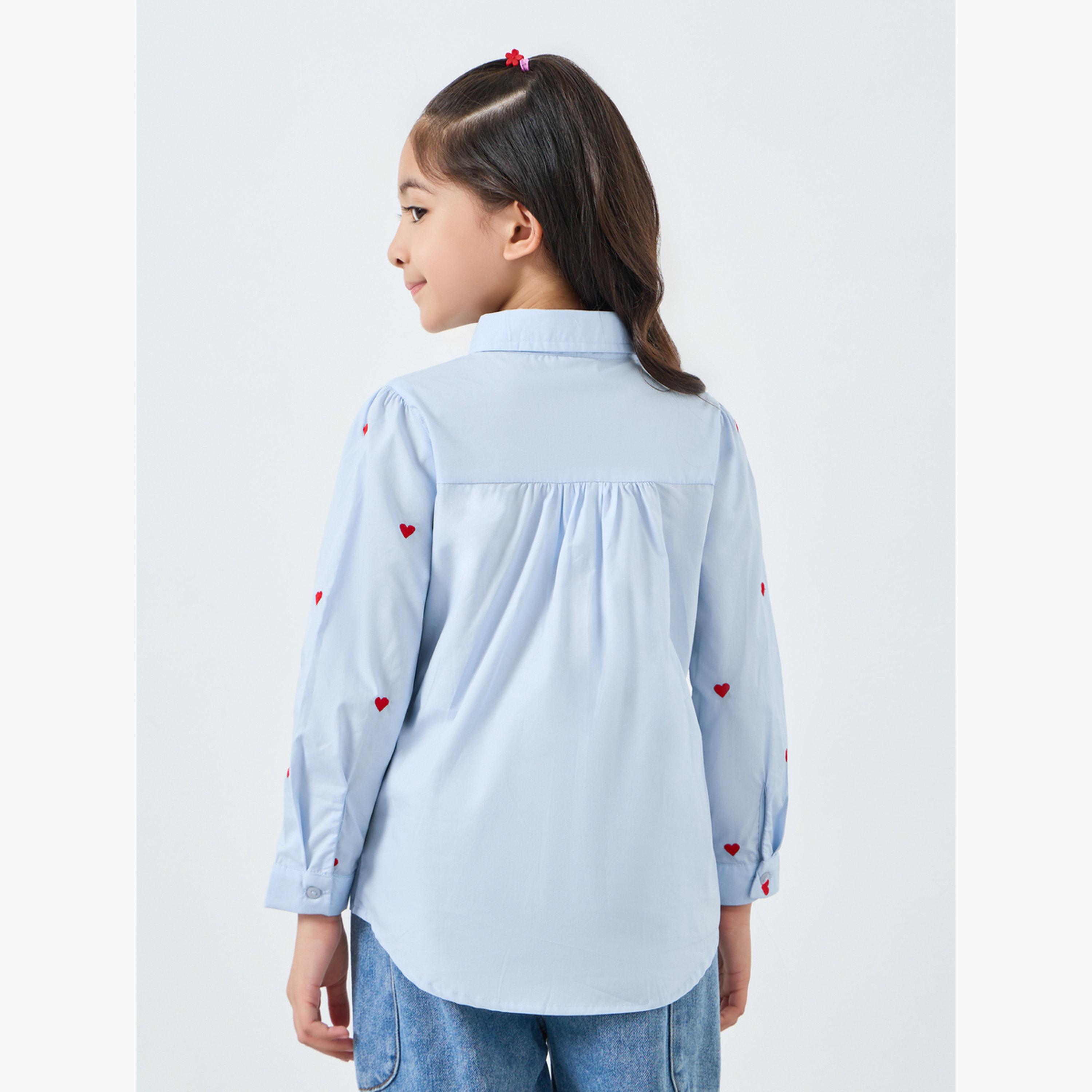 قميص قطن بتطريز قلب-girls-clothing-blousesandshirts-image-5