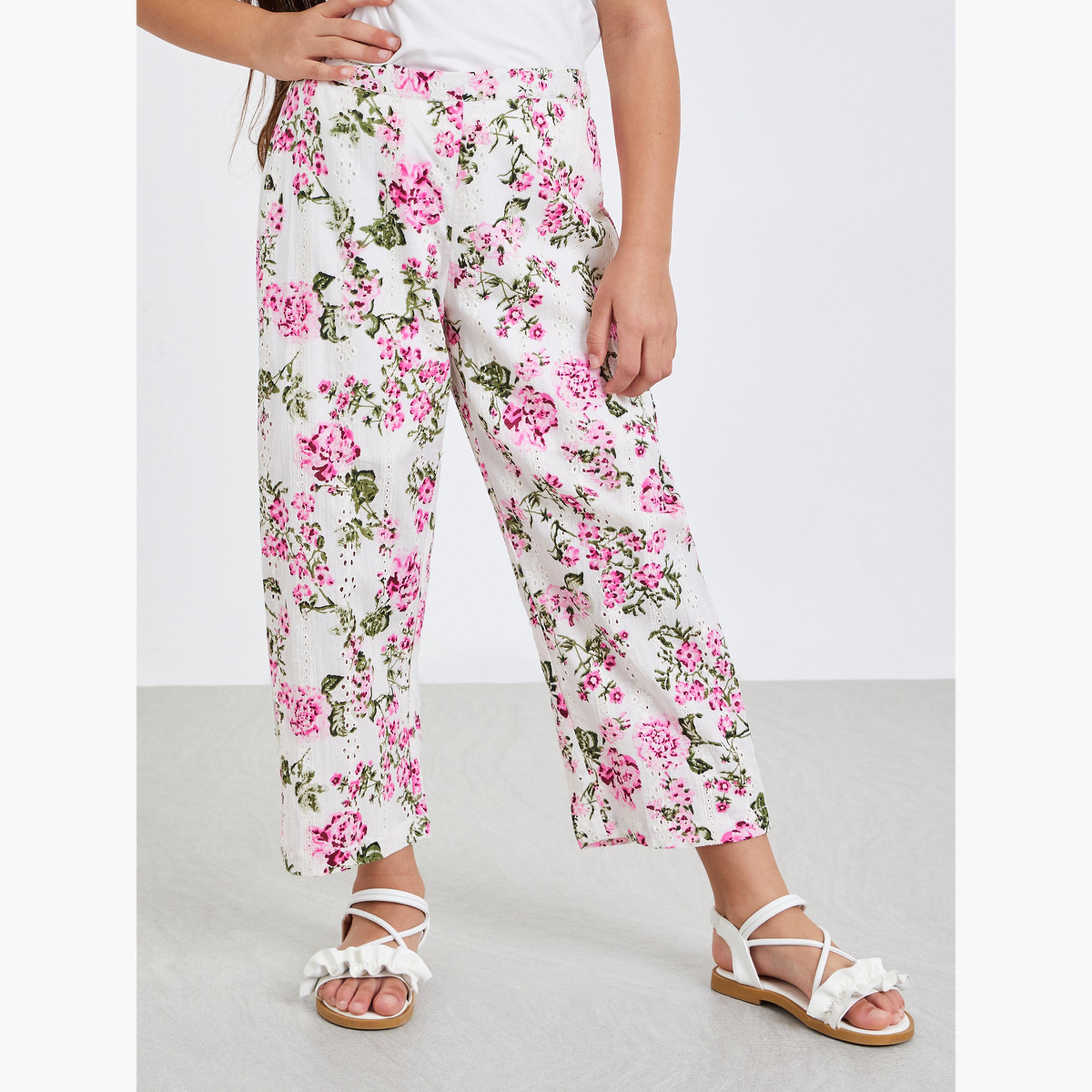 بنطال بطبعة زهور شيفلي-girls-clothing-bottoms-trousers-image-1