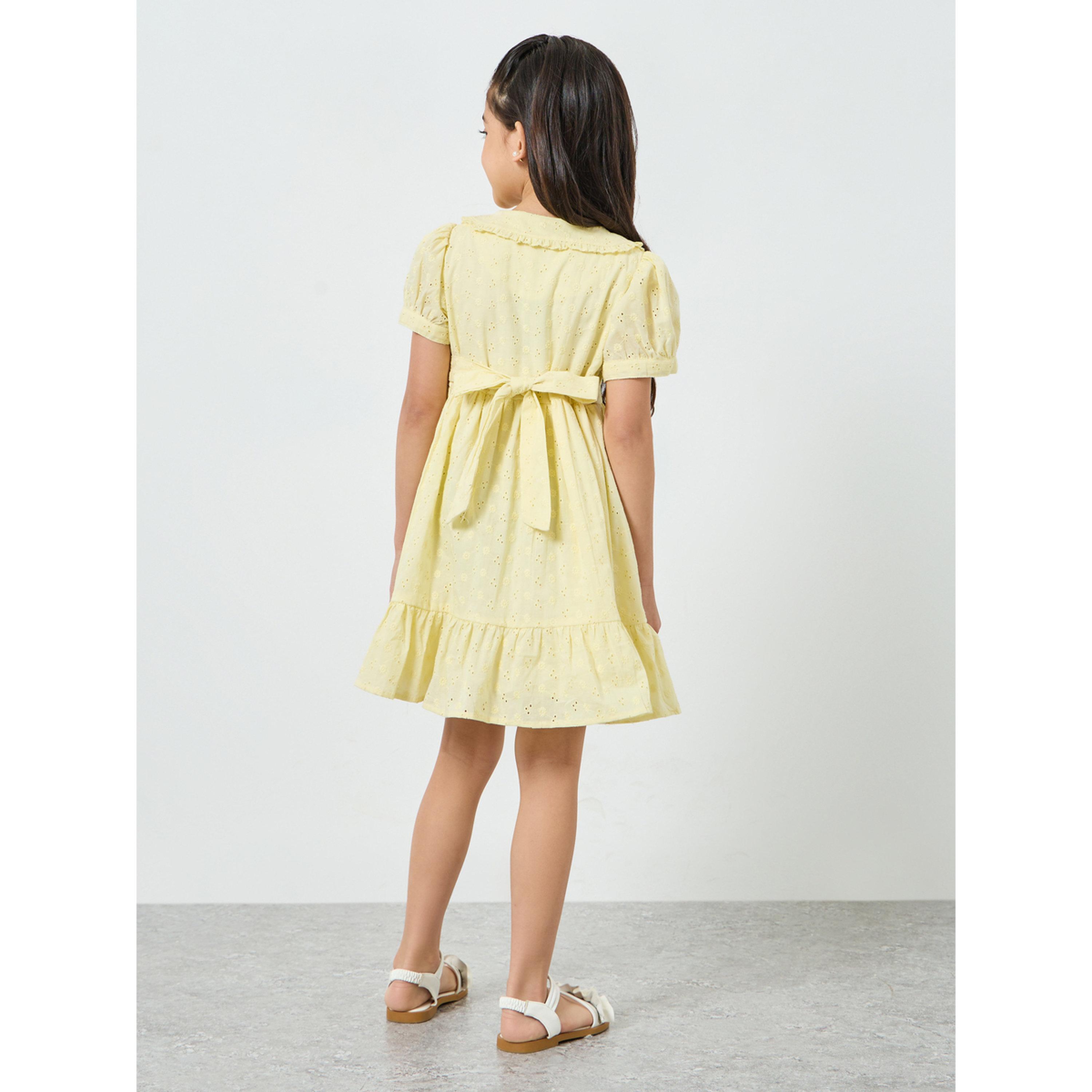 Styli Girls Yellow Embroidered Mini Dress-girls-clothing-dressesandjumpsuits-image-4