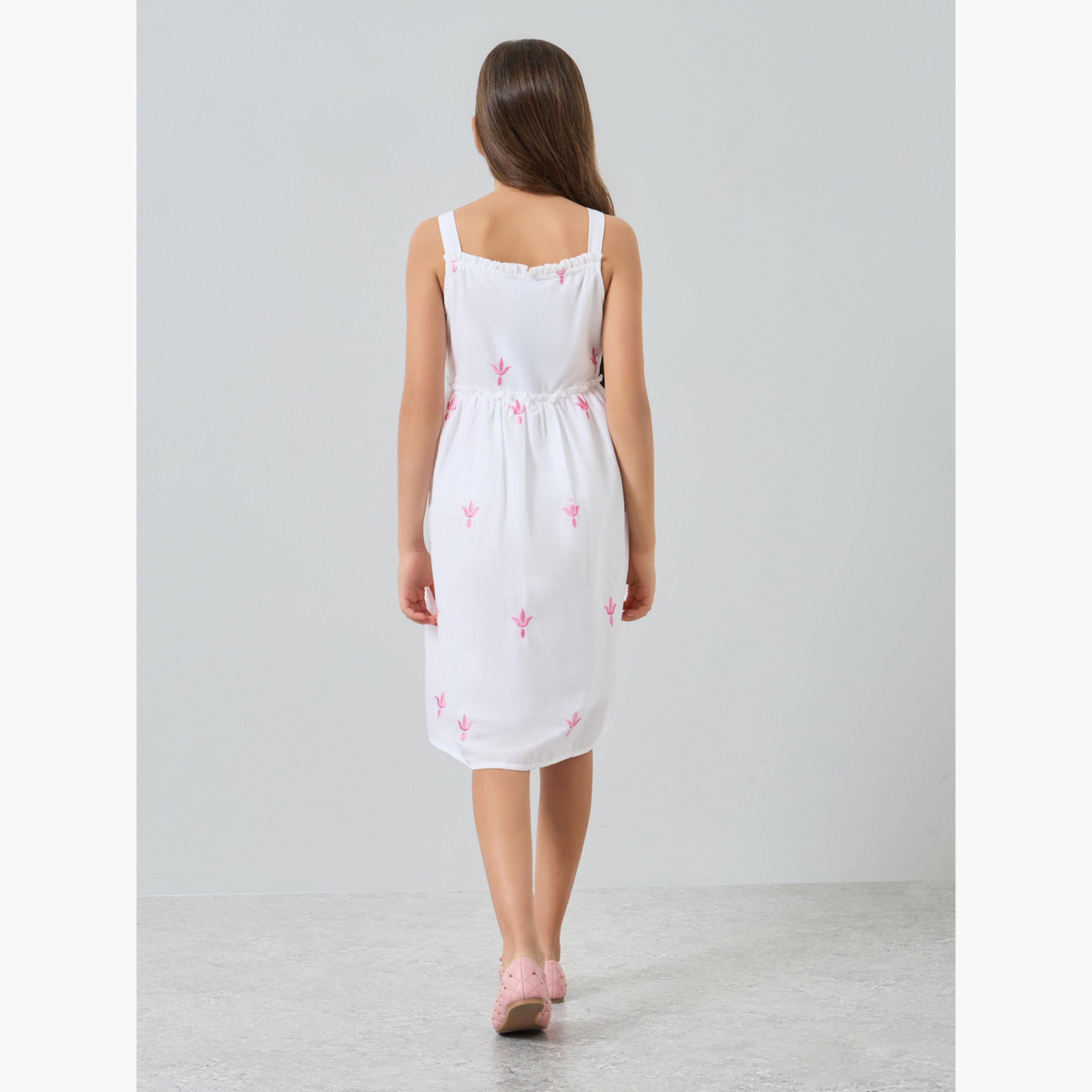 فستان ميدي مطرز بسيور للبنات-girls-clothing-dressesandjumpsuits-image-3