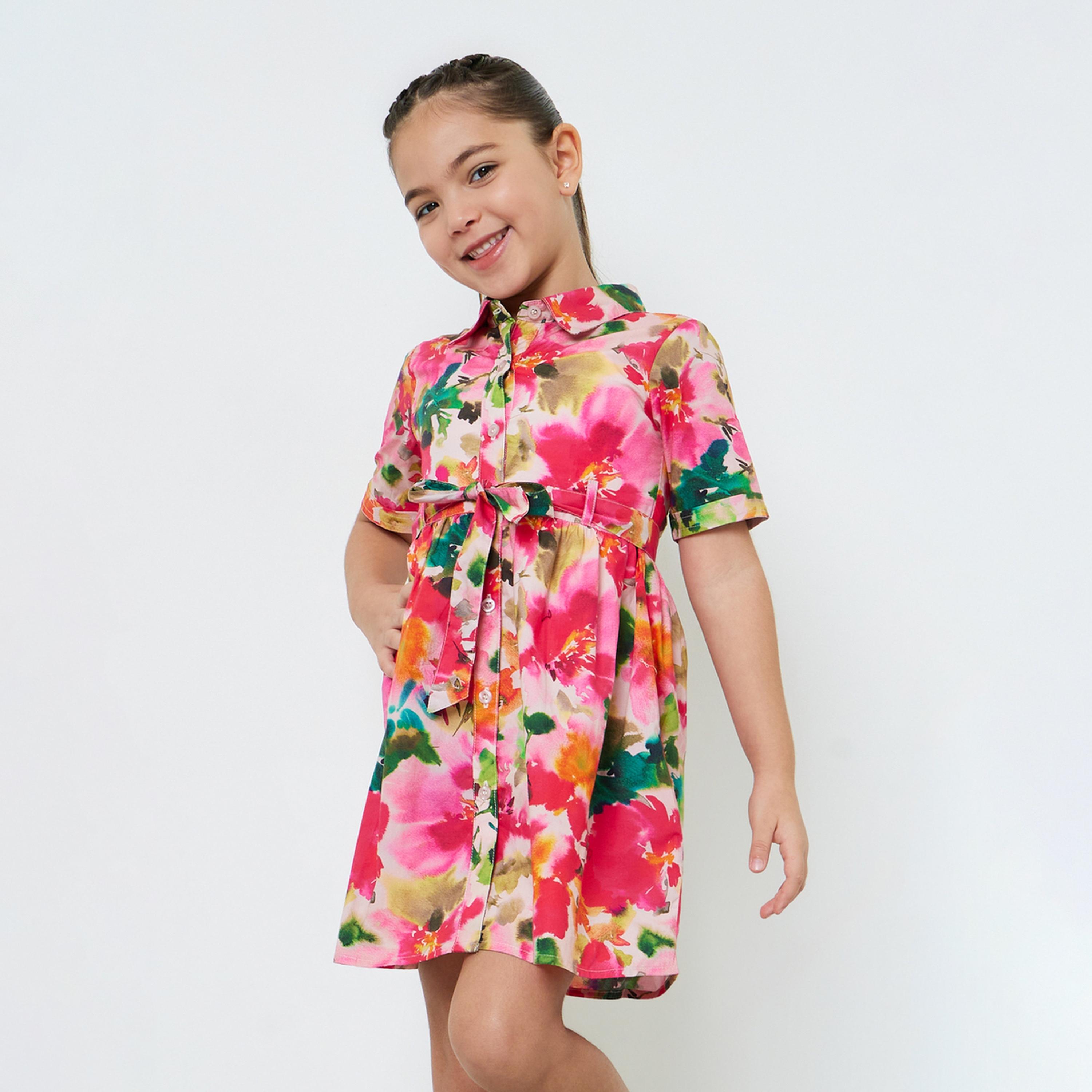 ستايلي - فستان قميص مطبوع عليه زهور للبنات-girls-clothing-dressesandjumpsuits-image-1