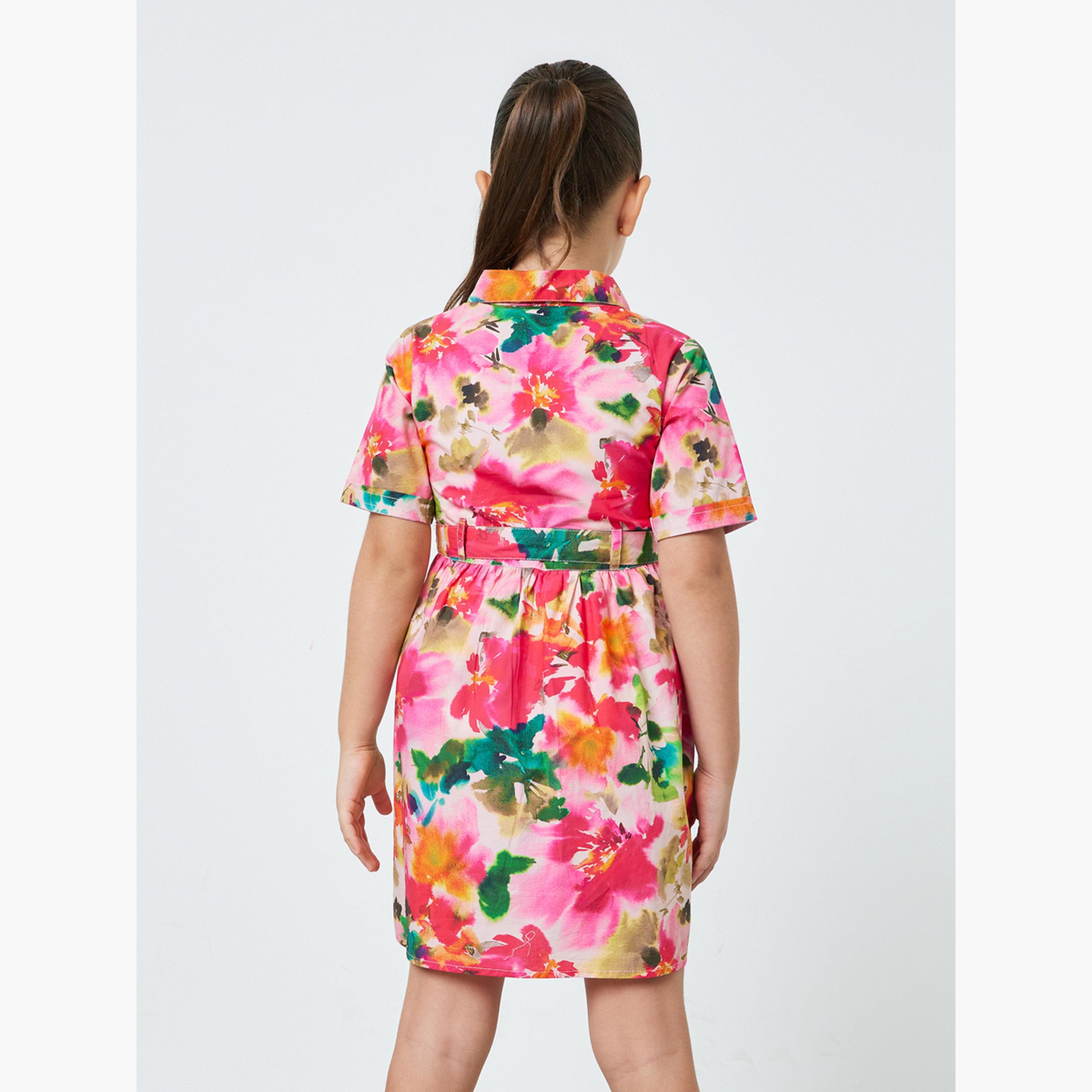 Styli Girls Floral Print Shirt Dress-girls-clothing-dressesandjumpsuits-image-3