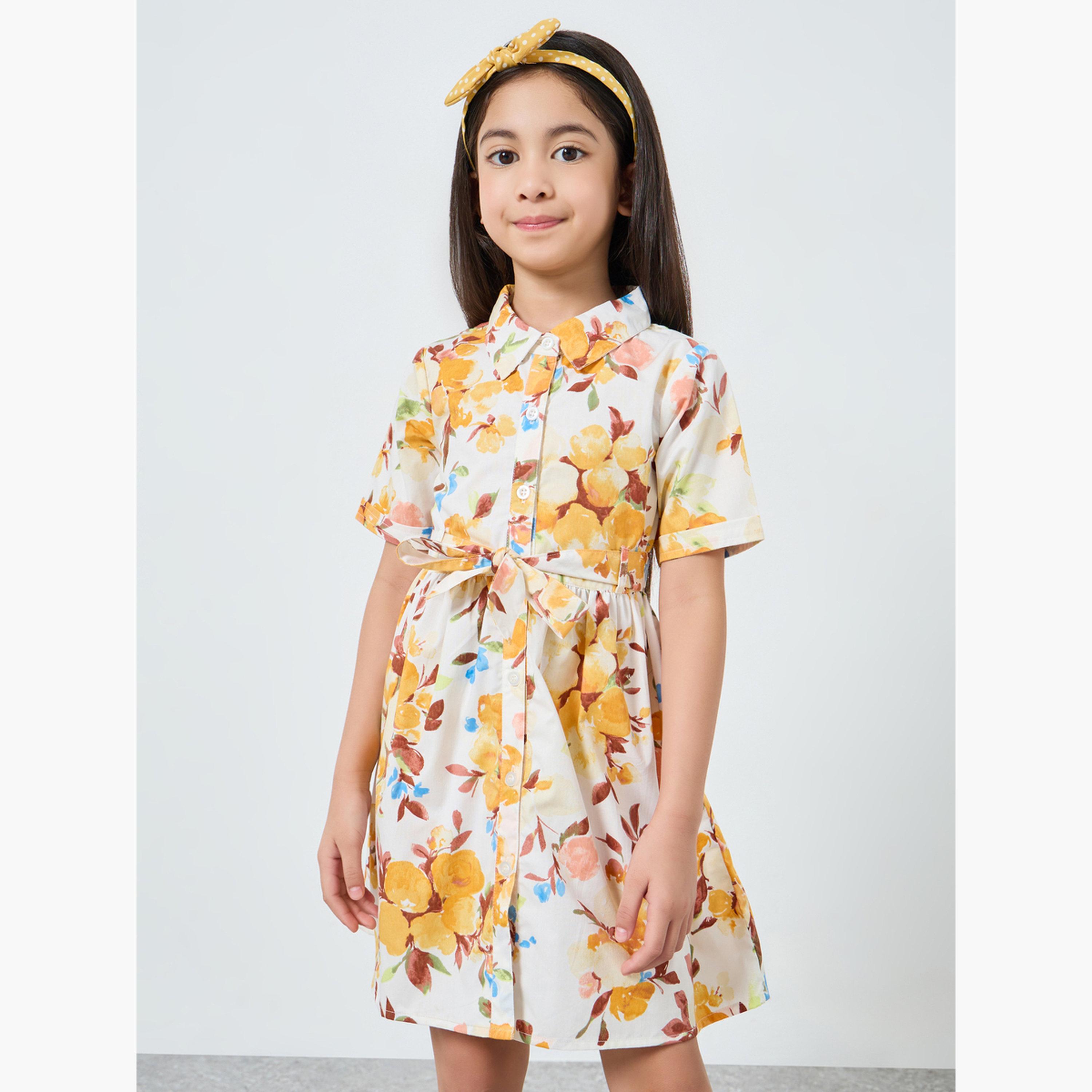فستان بنمط قميص وطبعة زهور-girls-clothing-dressesandjumpsuits-image-1