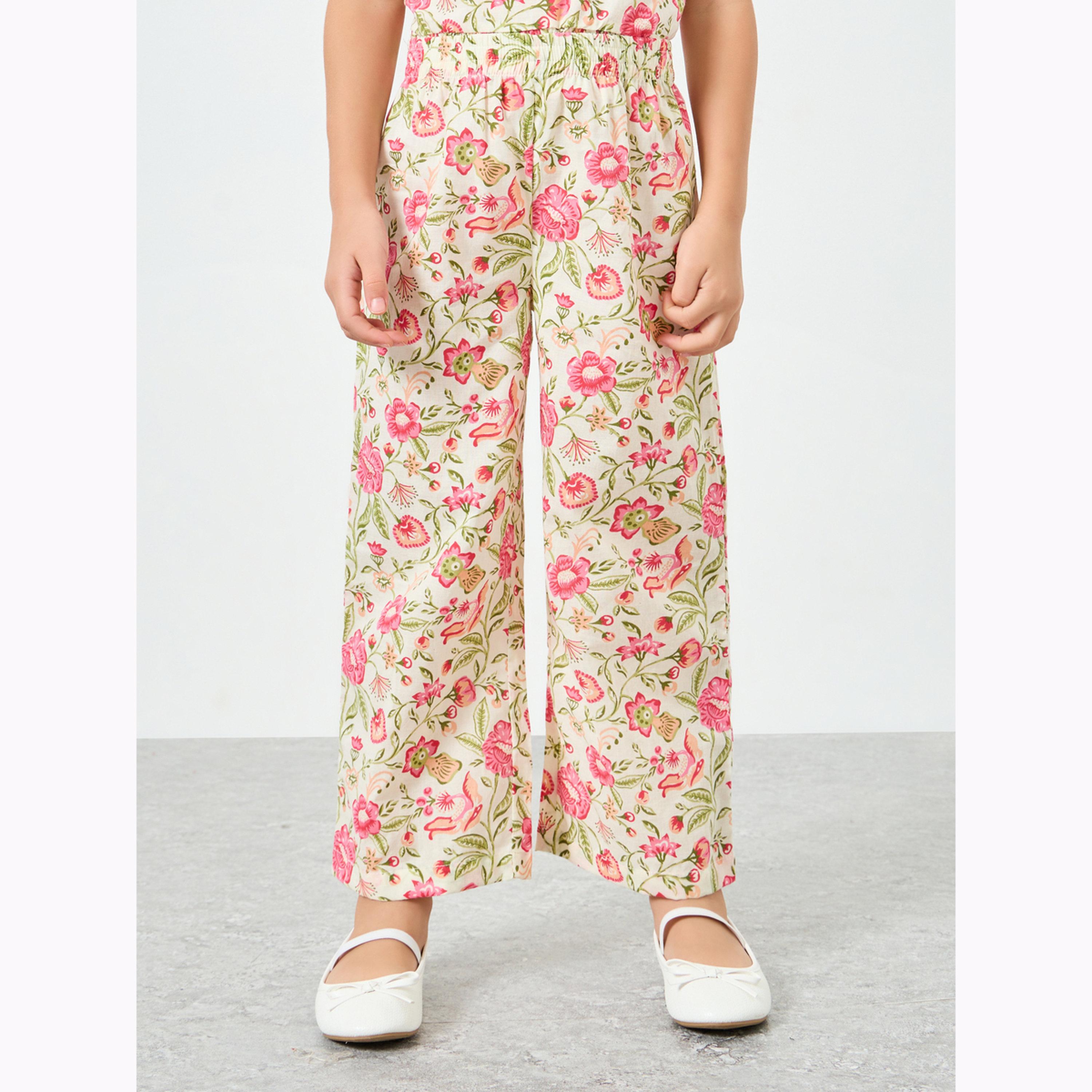 Styli Girls Floral Print Top and Trousers Set-girls-clothing-setsandcoords-image-4