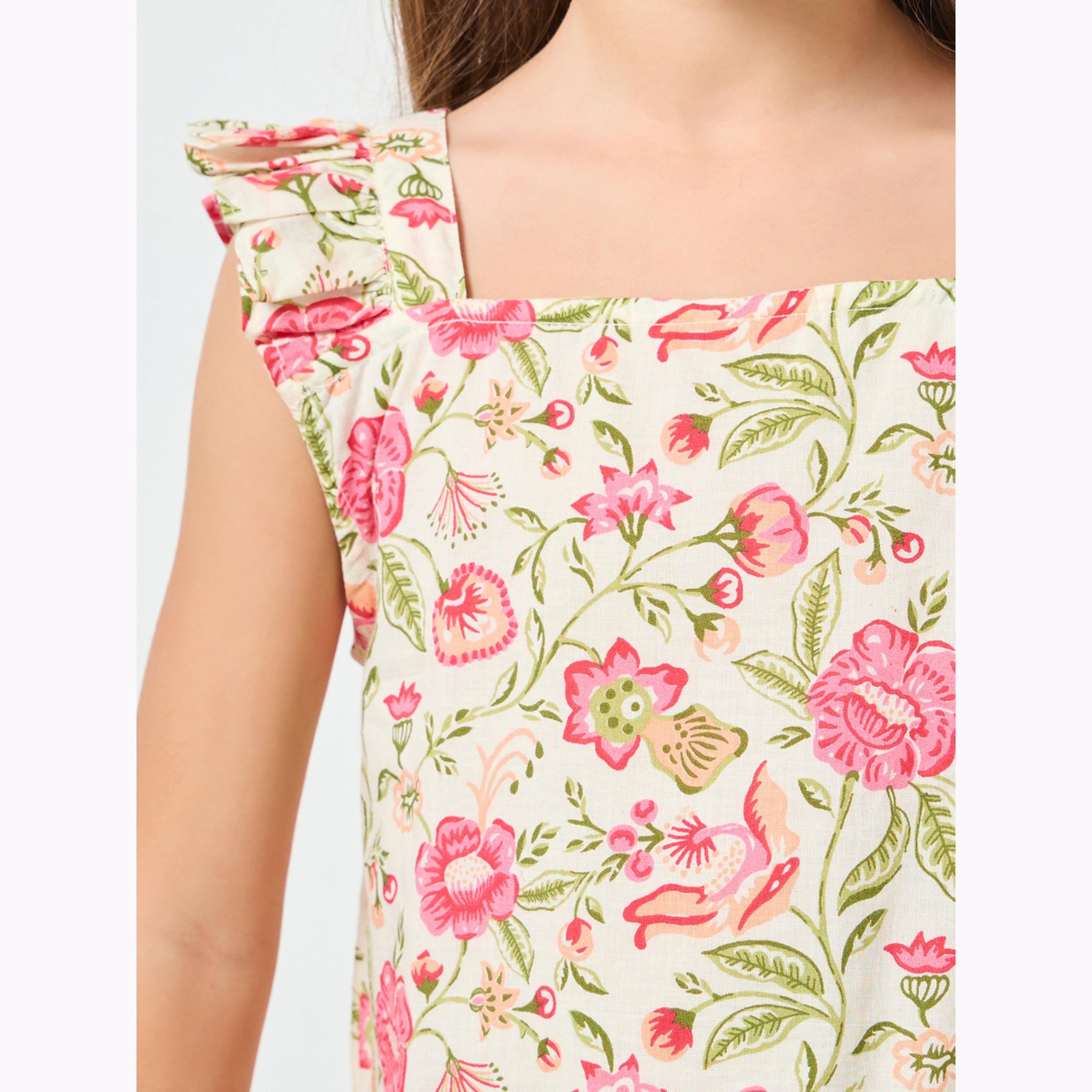 Styli Girls Floral Print Top and Trousers Set-girls-clothing-setsandcoords-image-5