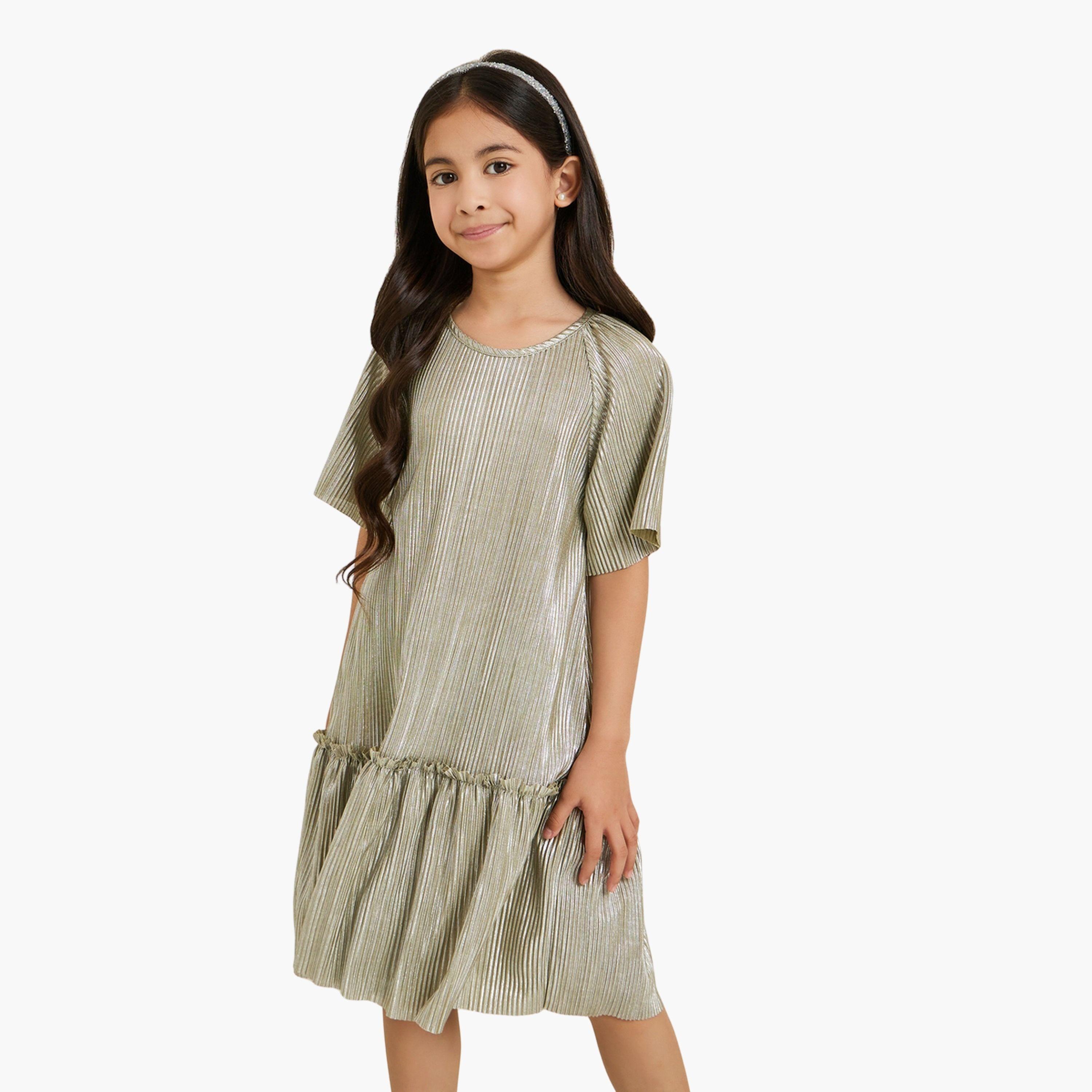 فستان بليسيه بخصر منخفض للبنات-girls-clothing-dressesandjumpsuits-image-1