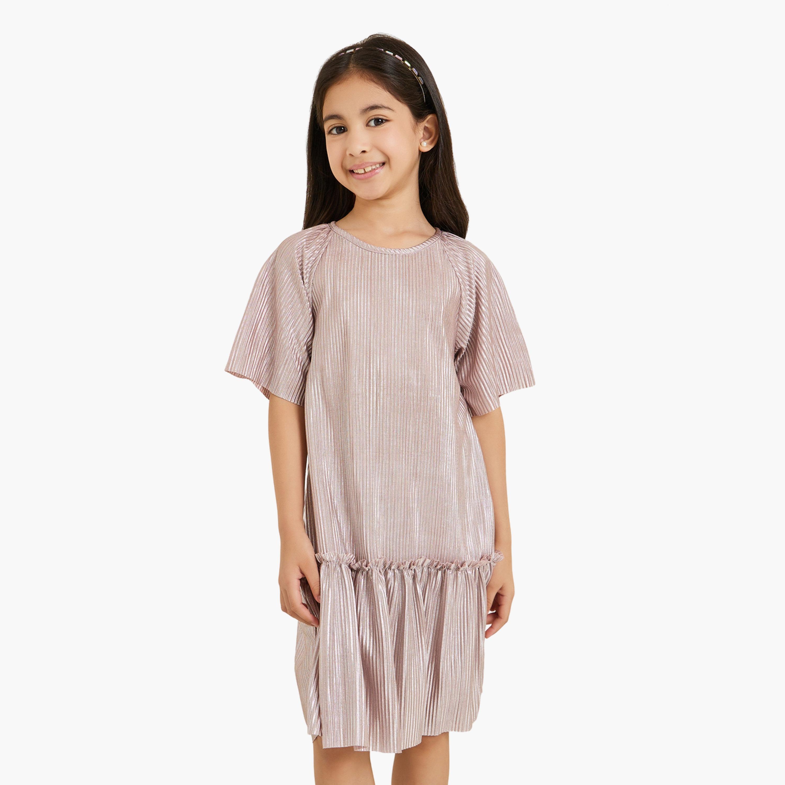 Styli Girls Drop Waist Plisse Dress-girls-clothing-dressesandjumpsuits-image-1