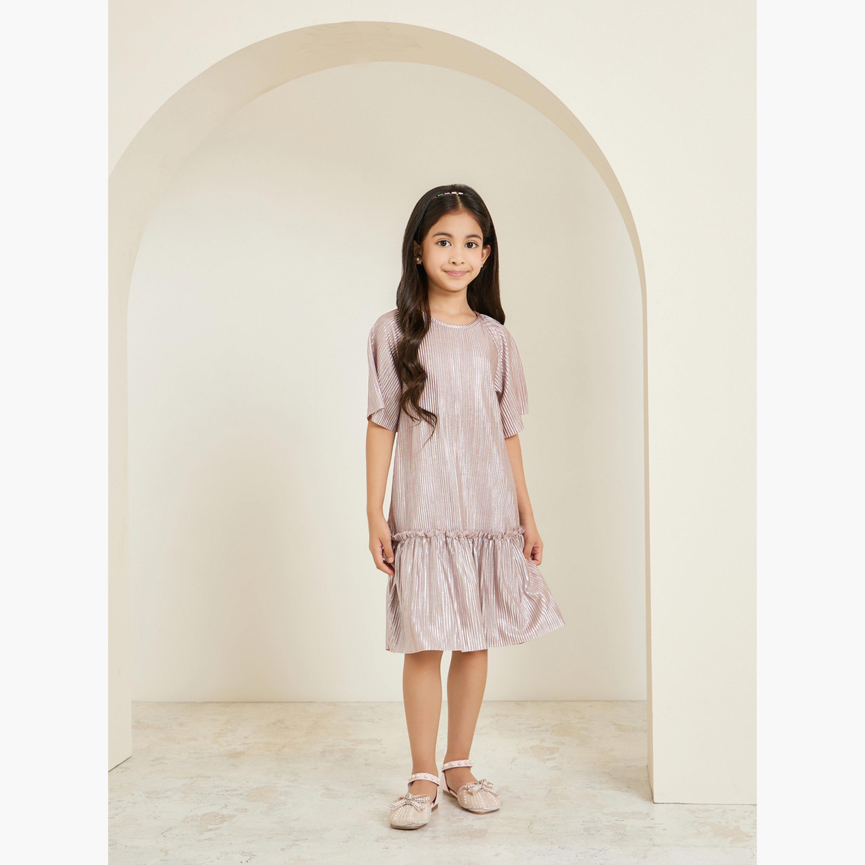 فستان ميدي بحافة واسعة وكسرات-girls-clothing-dressesandjumpsuits-image-2